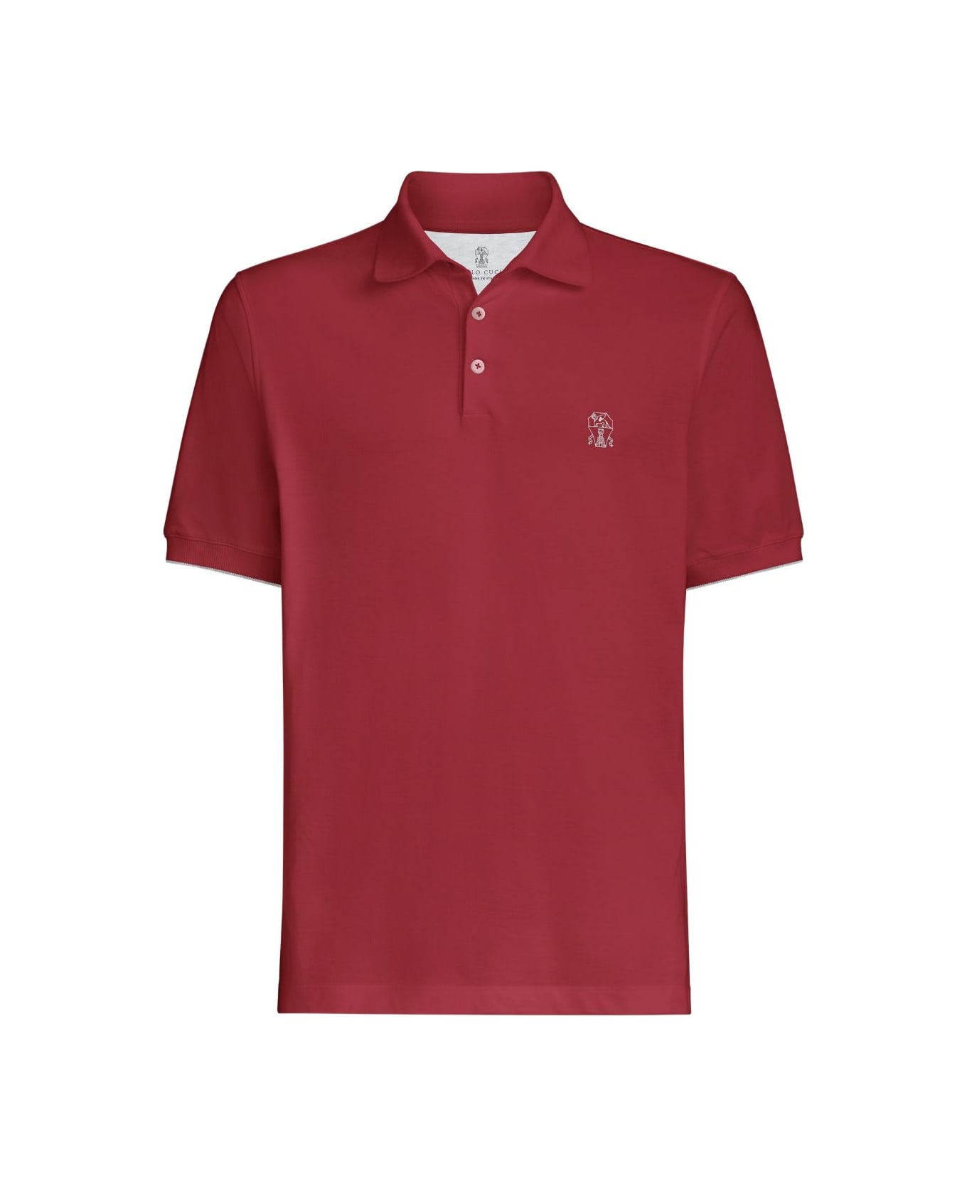 Brunello Cucinelli Logo Cotton Polo Shirt - Red