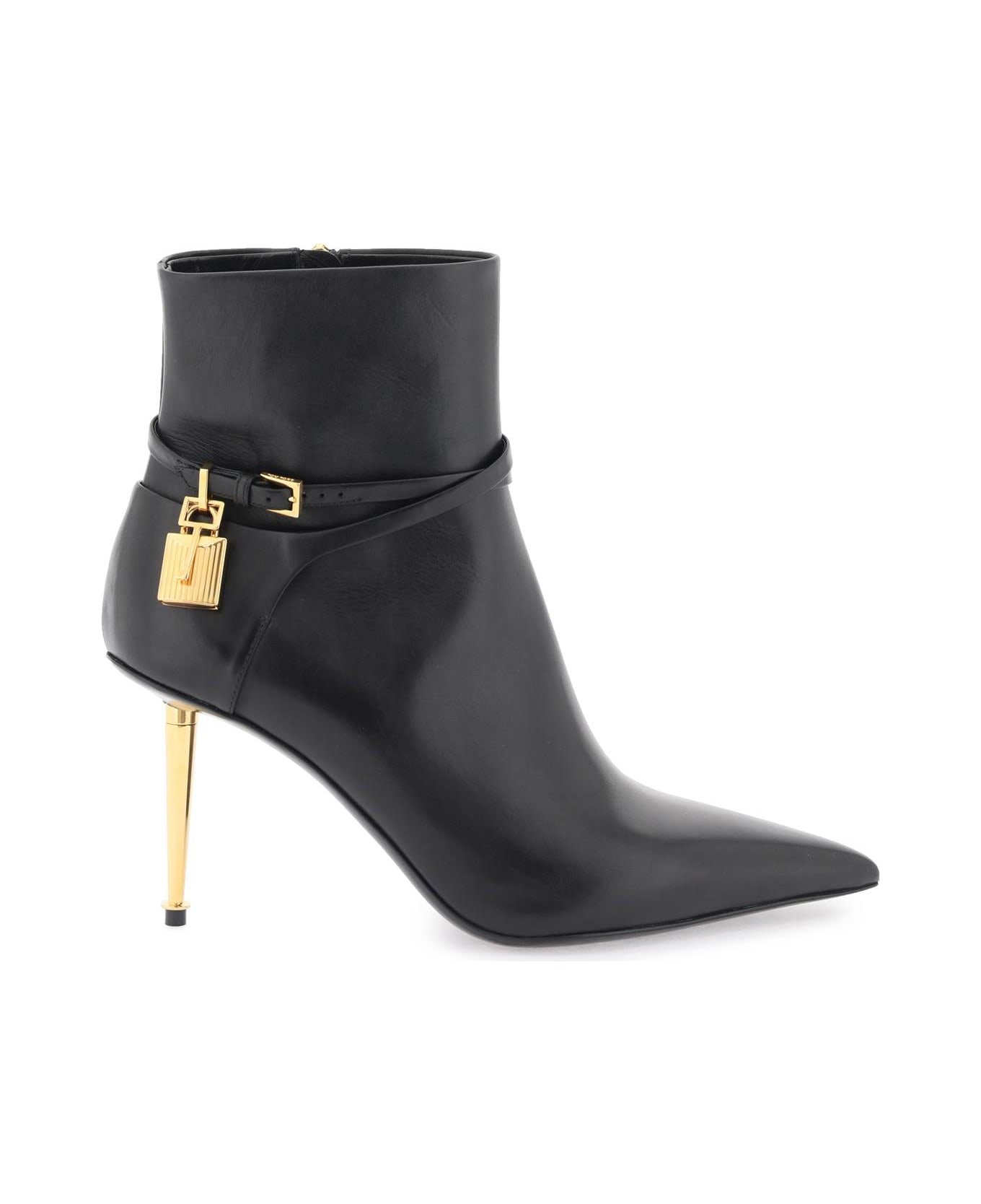 Tom Ford Leather Ankle Boots With Padlock - BLACK (Black) ブーツ