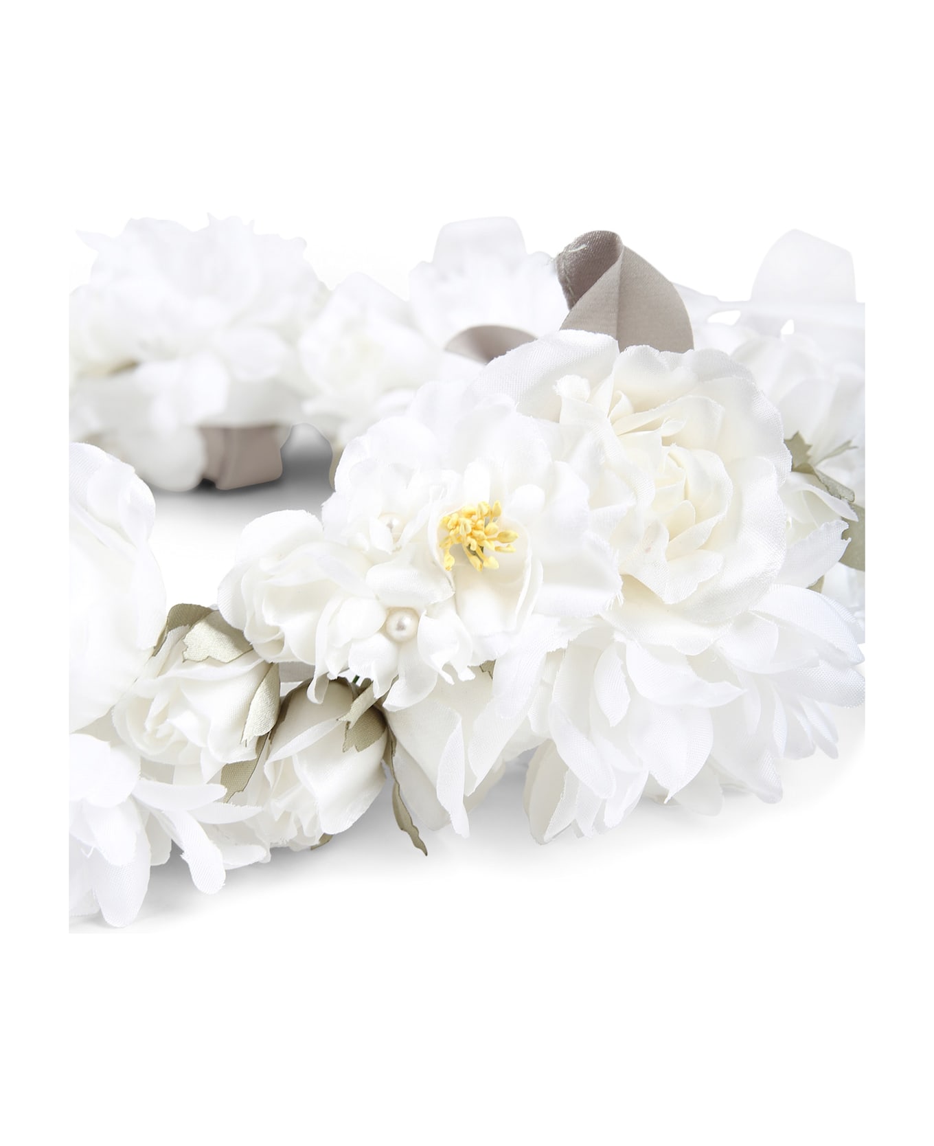 Monnalisa White Headband For Girl With Roses - White