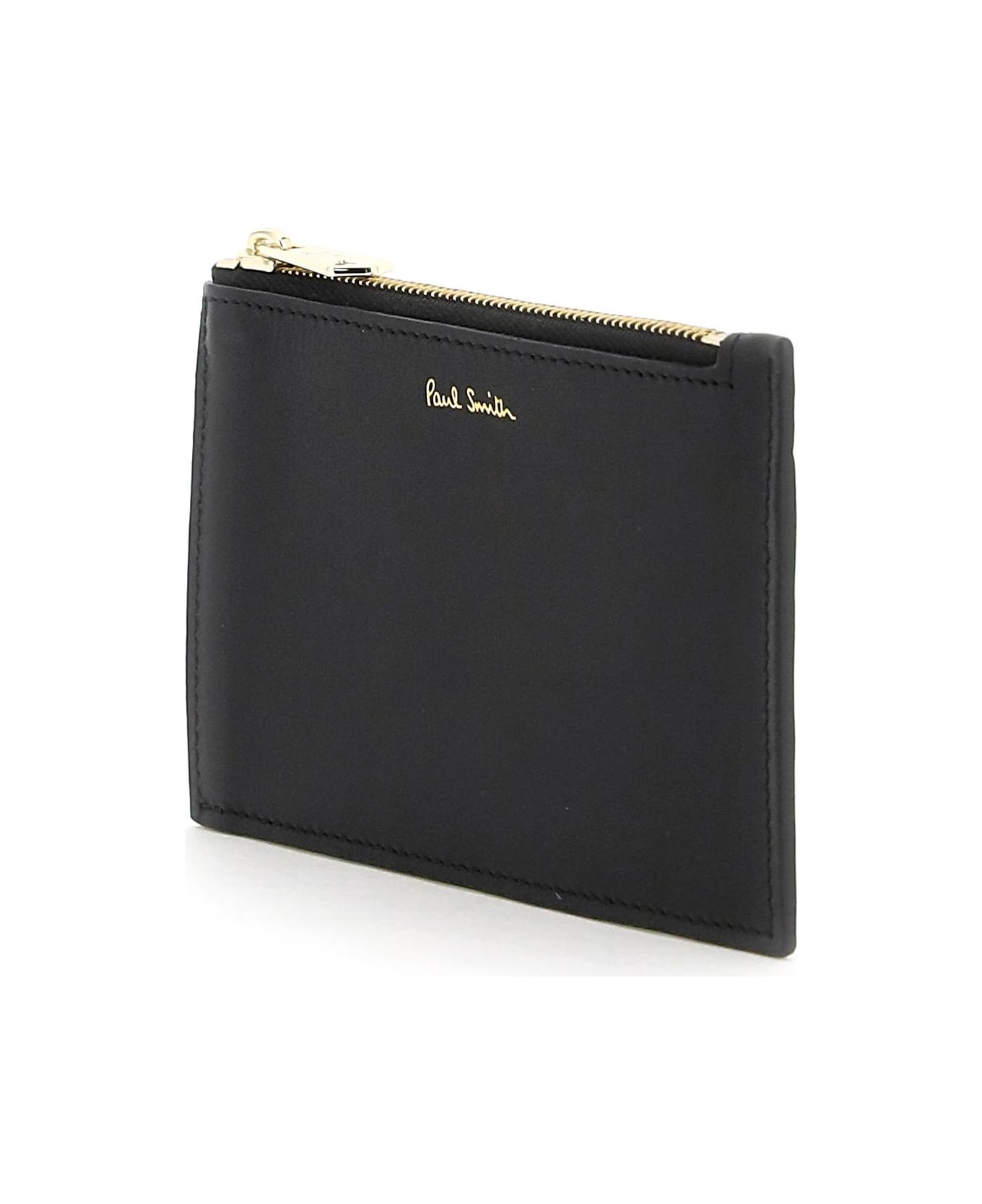 Paul Smith Signature Stripe Leather Card Holder - BLACK (Black)