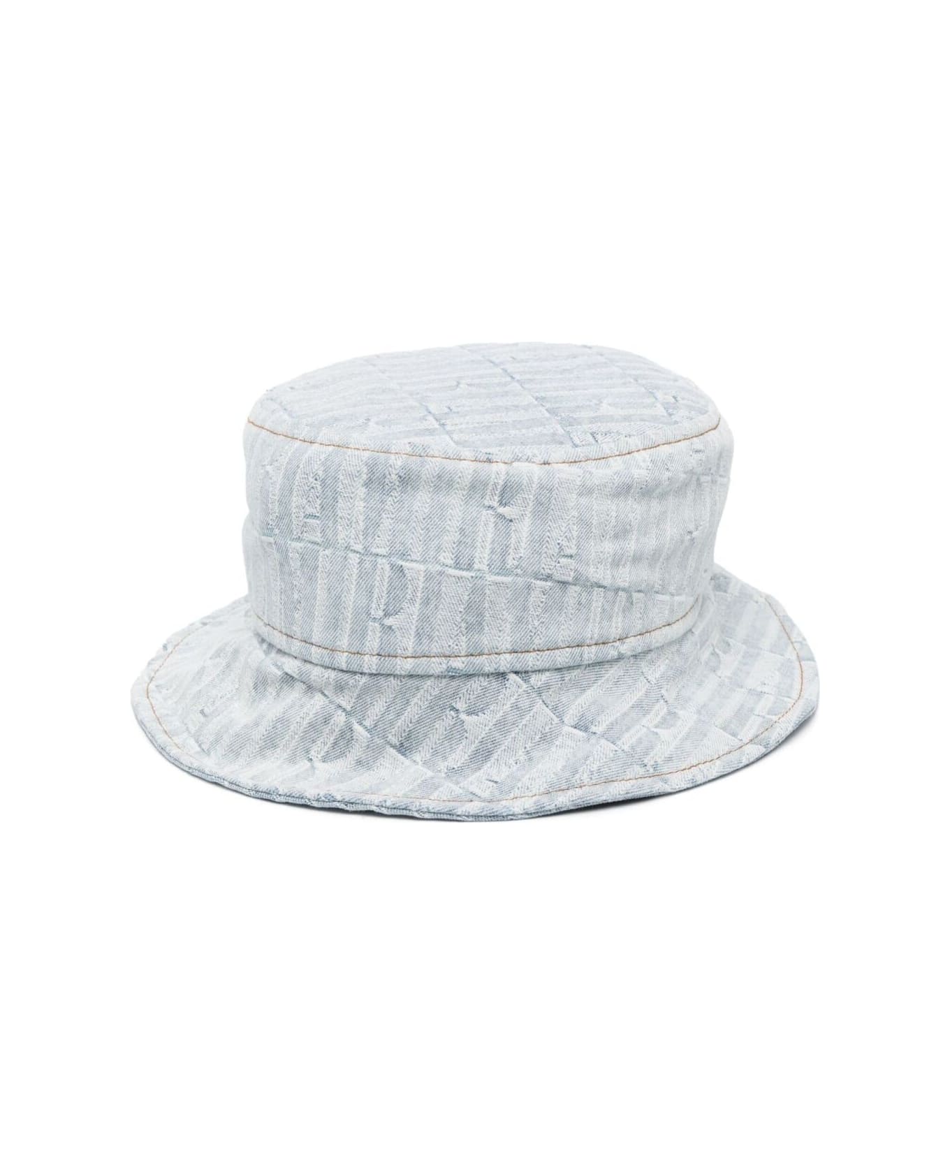 AMIRI Light Blue Texturized Bucket Hat In Cotton Denim Man - Light blue