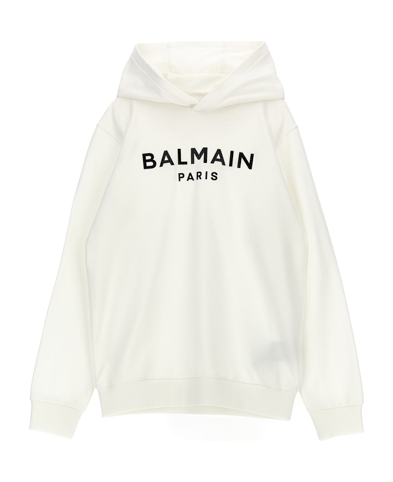 Balmain Logo Print Hoodie - White