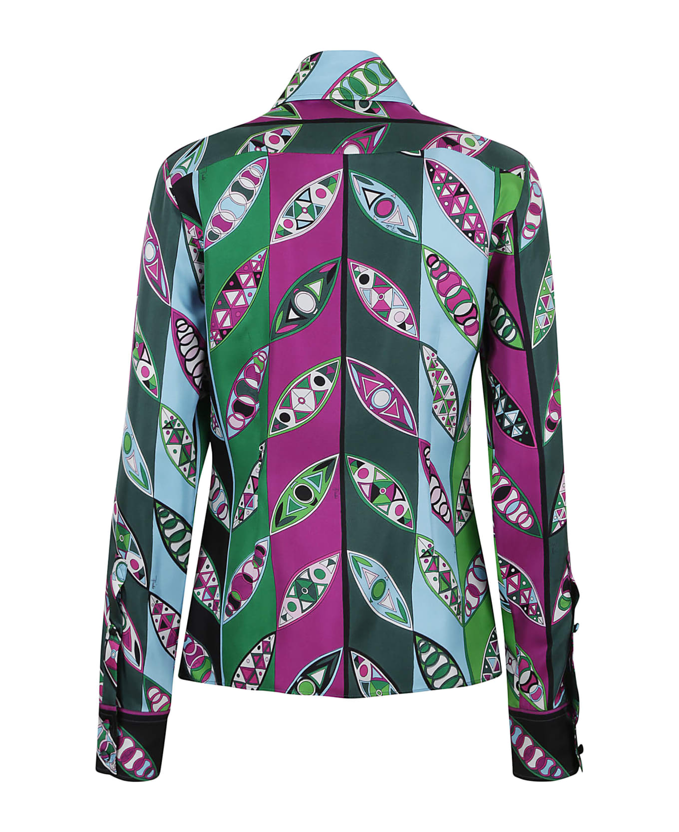 Pucci L.s. Shirt - Silk Twill - Fuxia Verde ブラウス