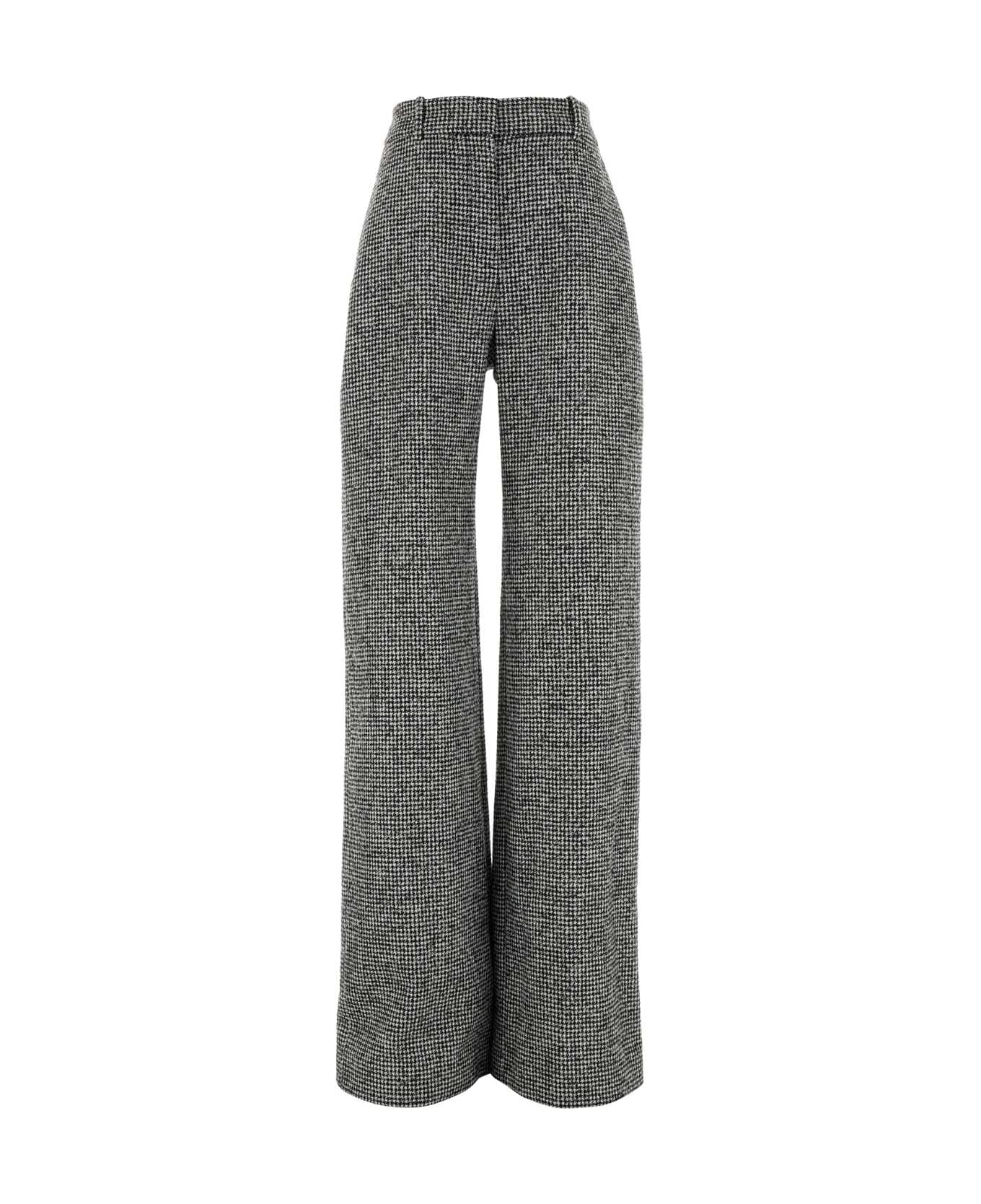 Ermanno Scervino Embroidered Wool Blend Palazzo Pant - PDPBIANCONERO