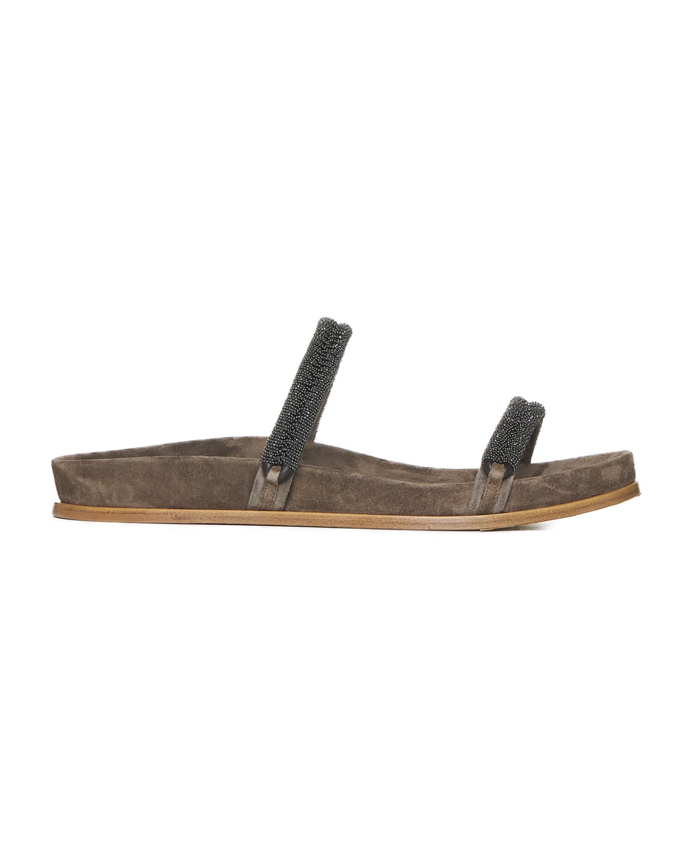 Brunello Cucinelli Double Strap Slip-on Sandals - Peat