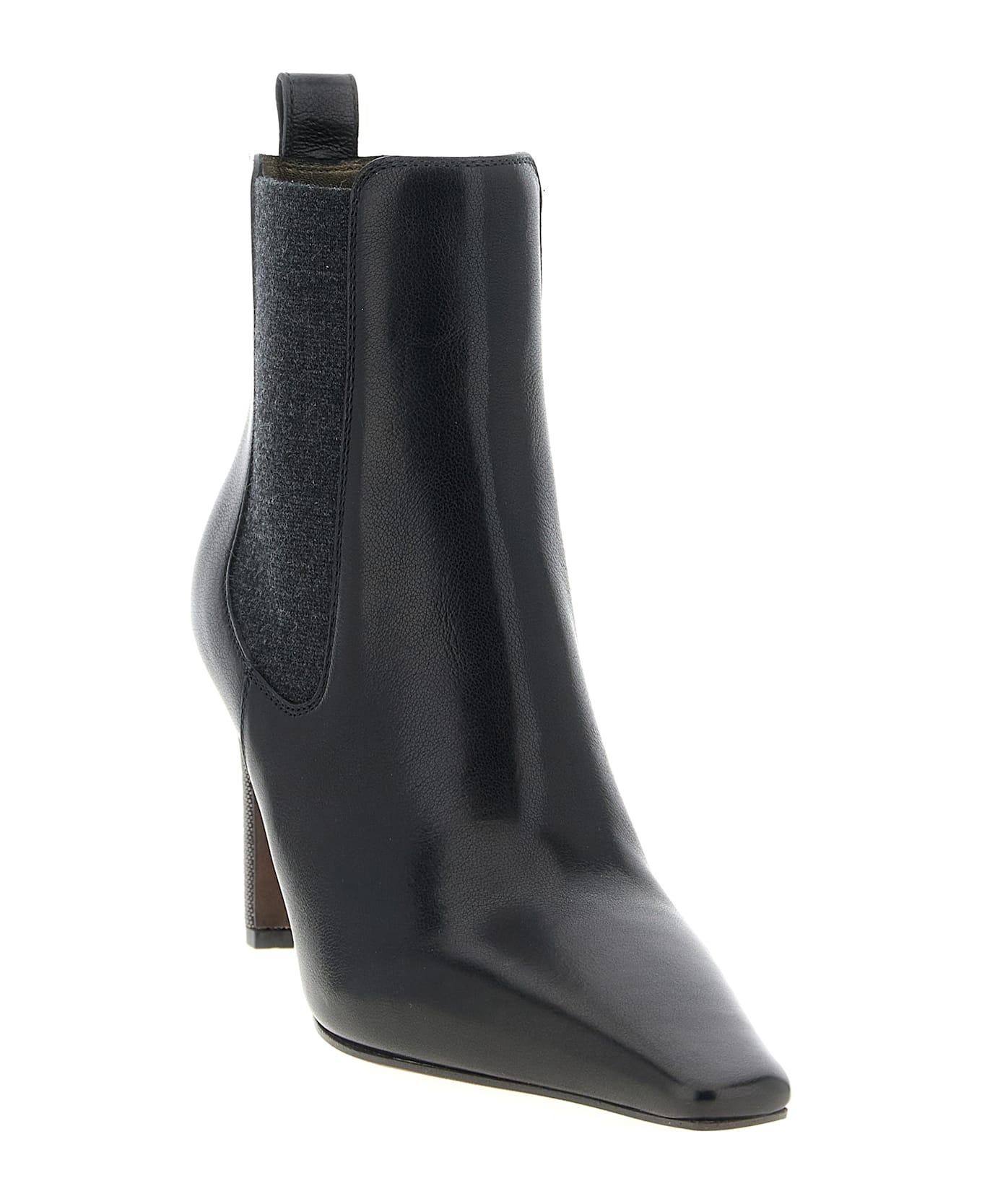 Brunello Cucinelli 
precious Block Heels
 Ankle Boots - Black  