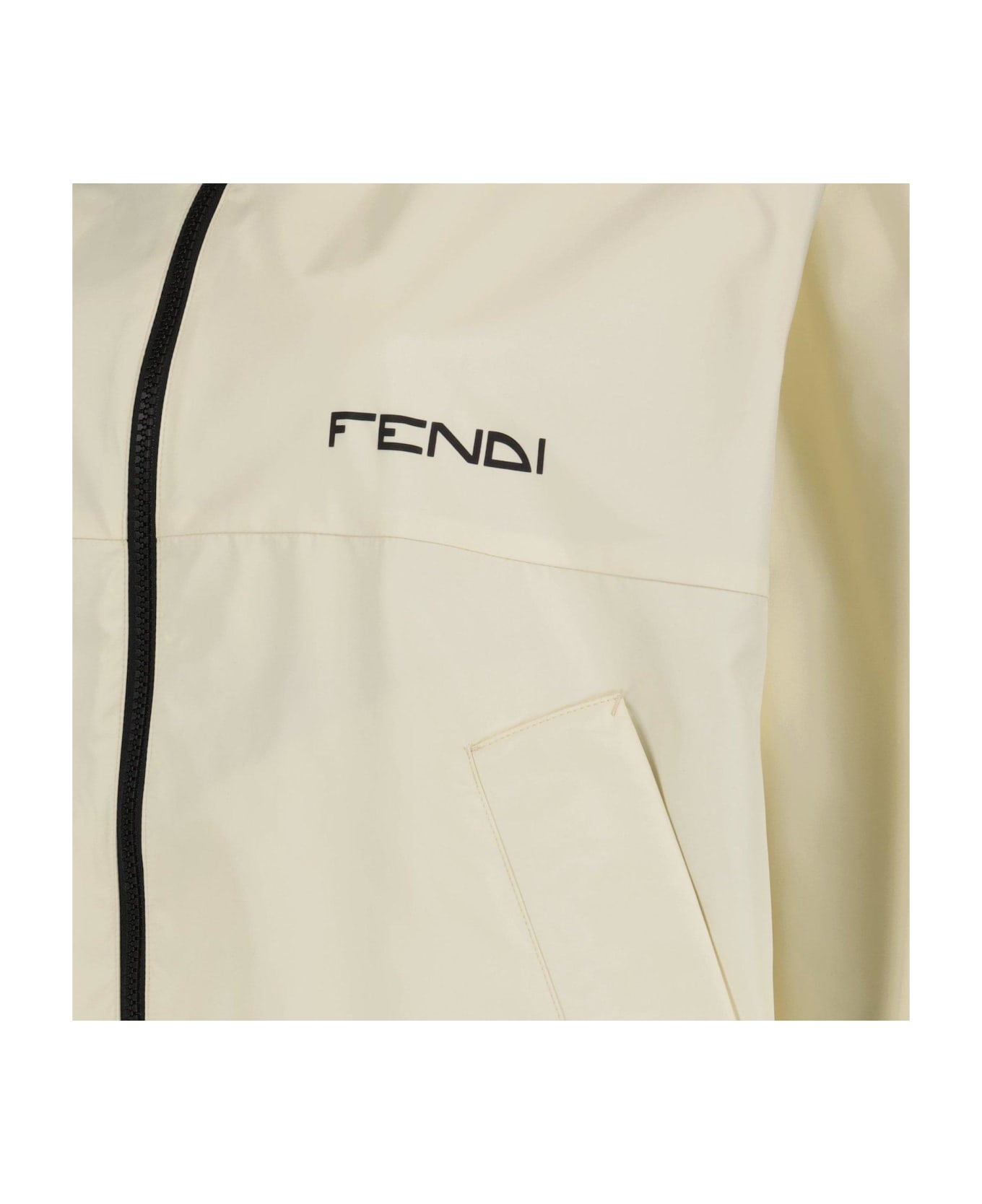 Fendi Zip-up Hooded Reversible Jacket - White