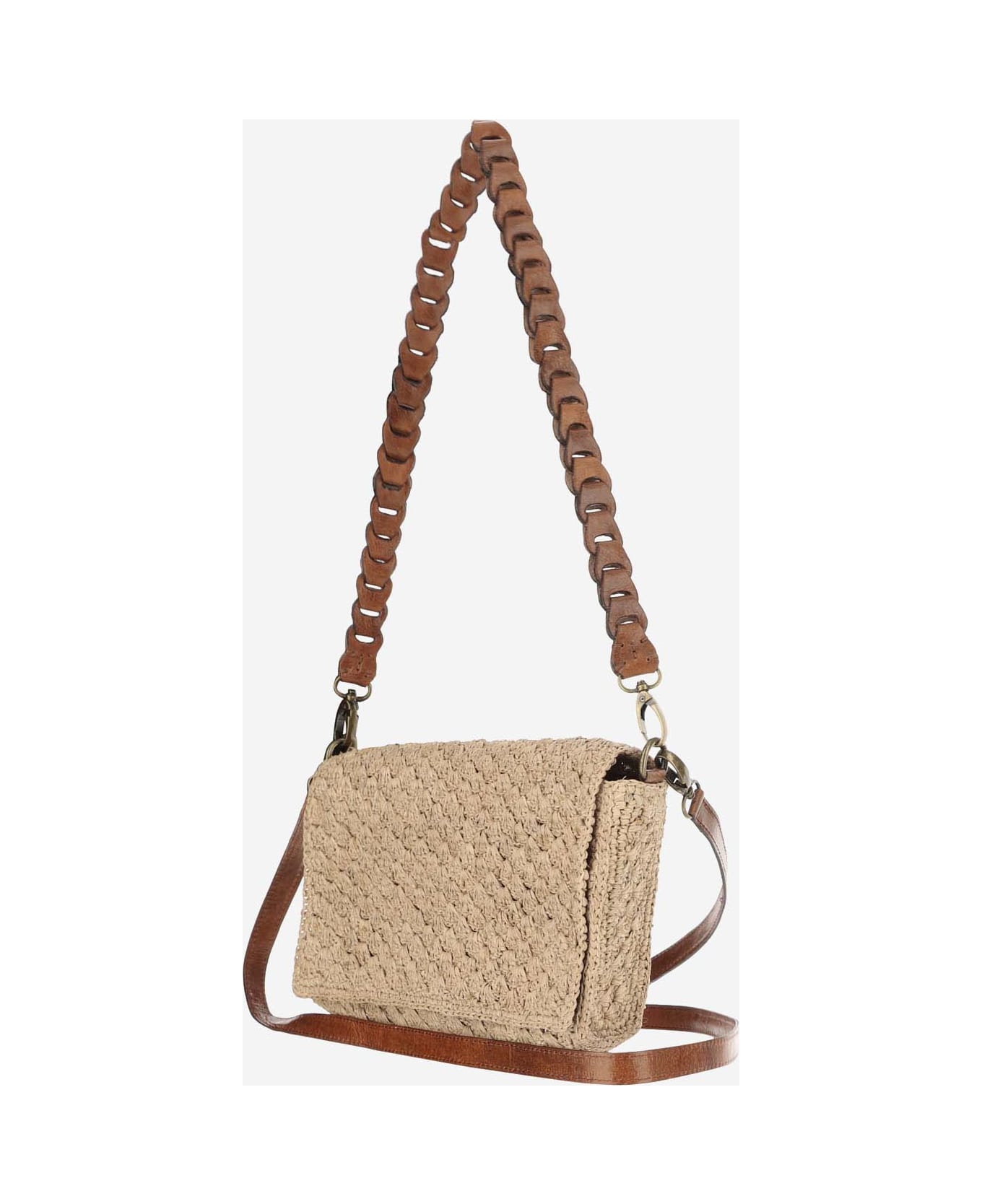 Ibeliv Sonia Bag In Raffia And Leather - Beige ショルダーバッグ