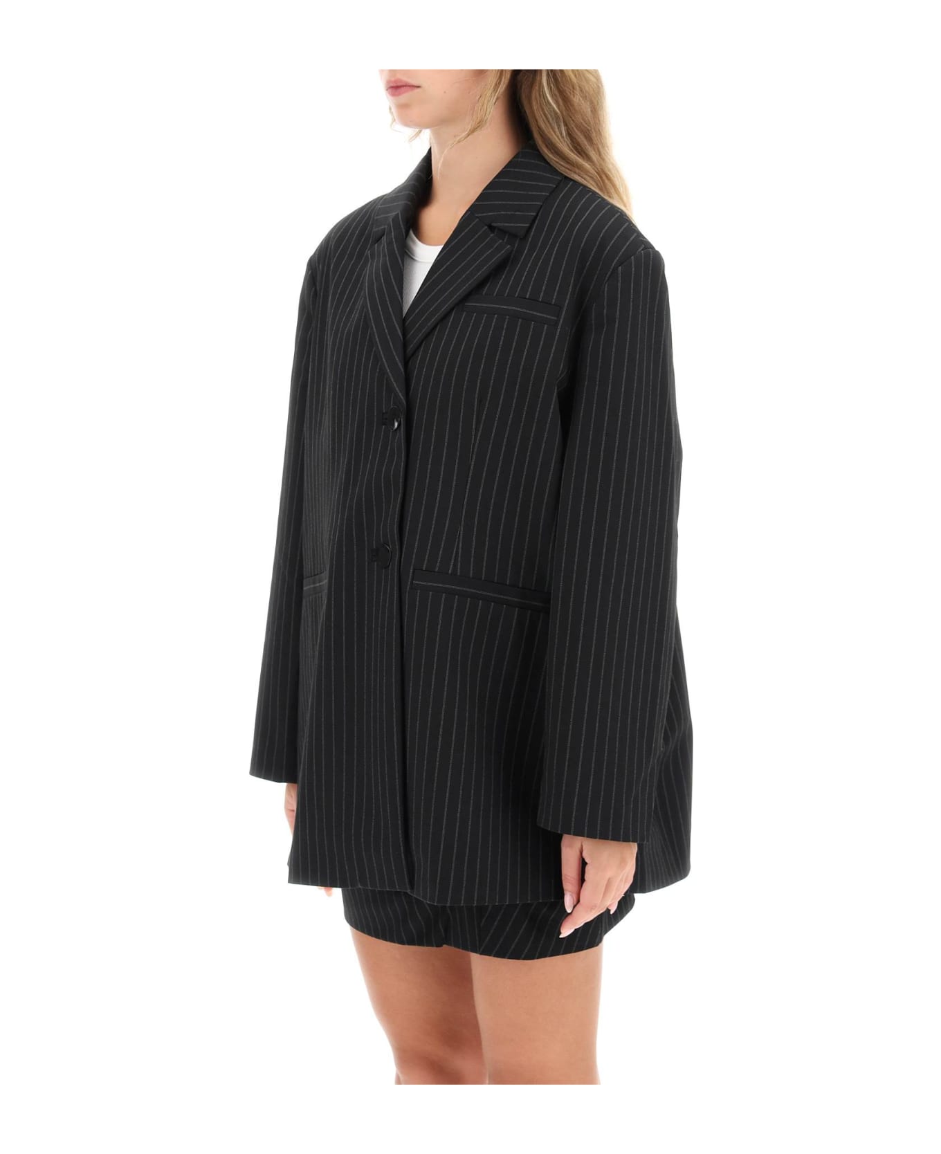 Ganni Blazer In Black Polyester - BLACK (Black)