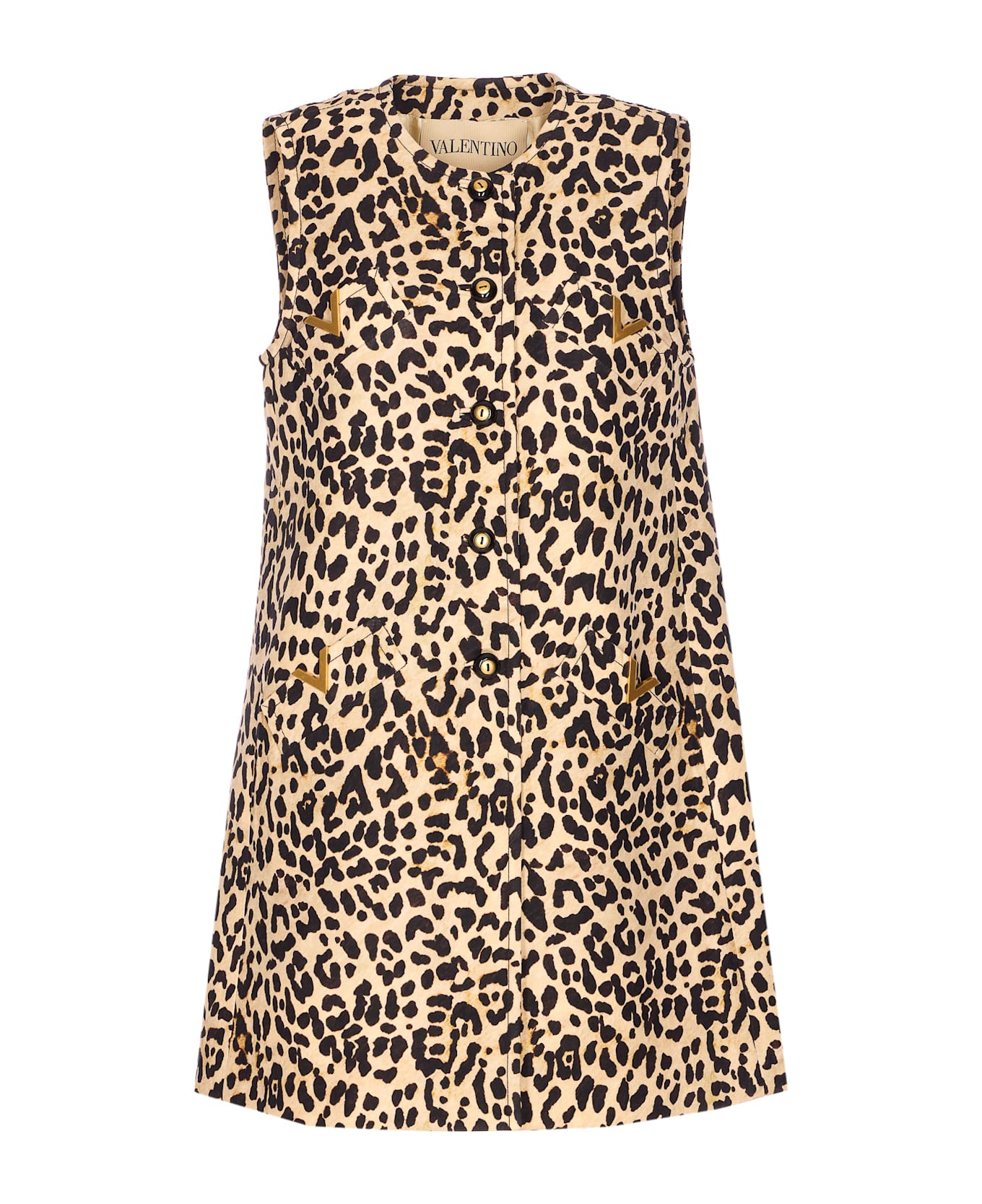Valentino Garavani Crepe Couture Animalier Print Dress - Brown