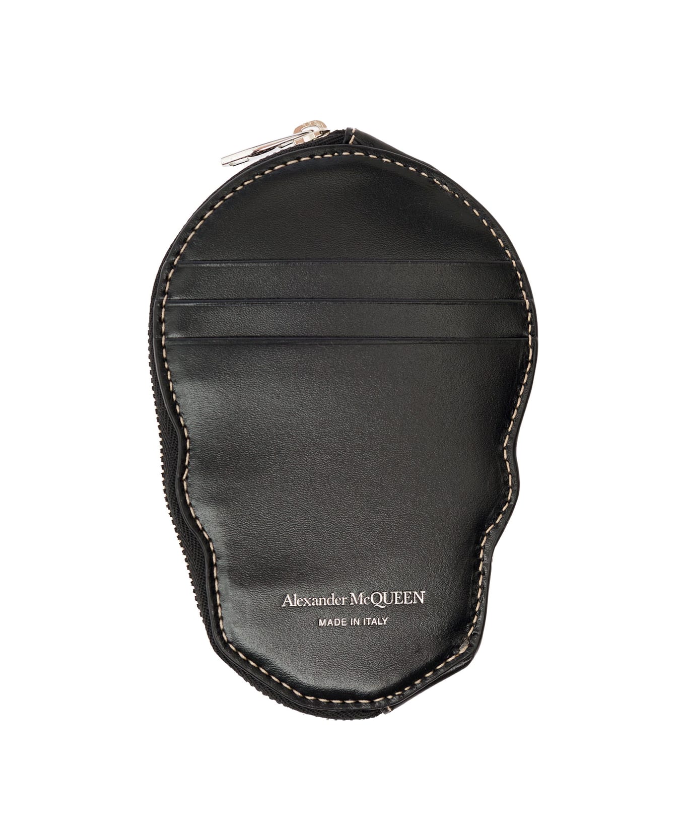 Alexander McQueen Black Skull-shaped Card-holder With Zip In Leather Man Alexander Mcqueen - Black 財布