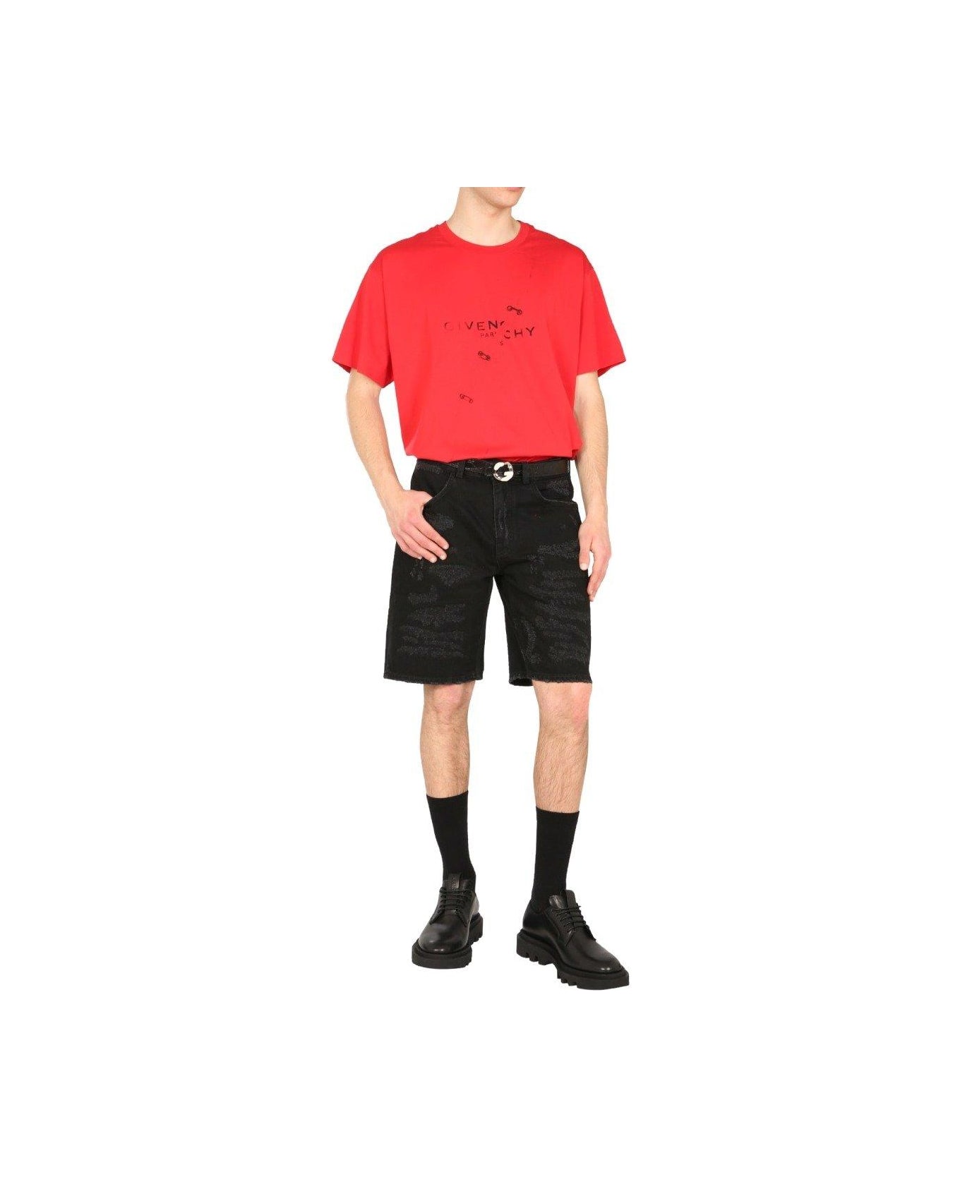 Givenchy Distressed Denim Shorts - BLACK