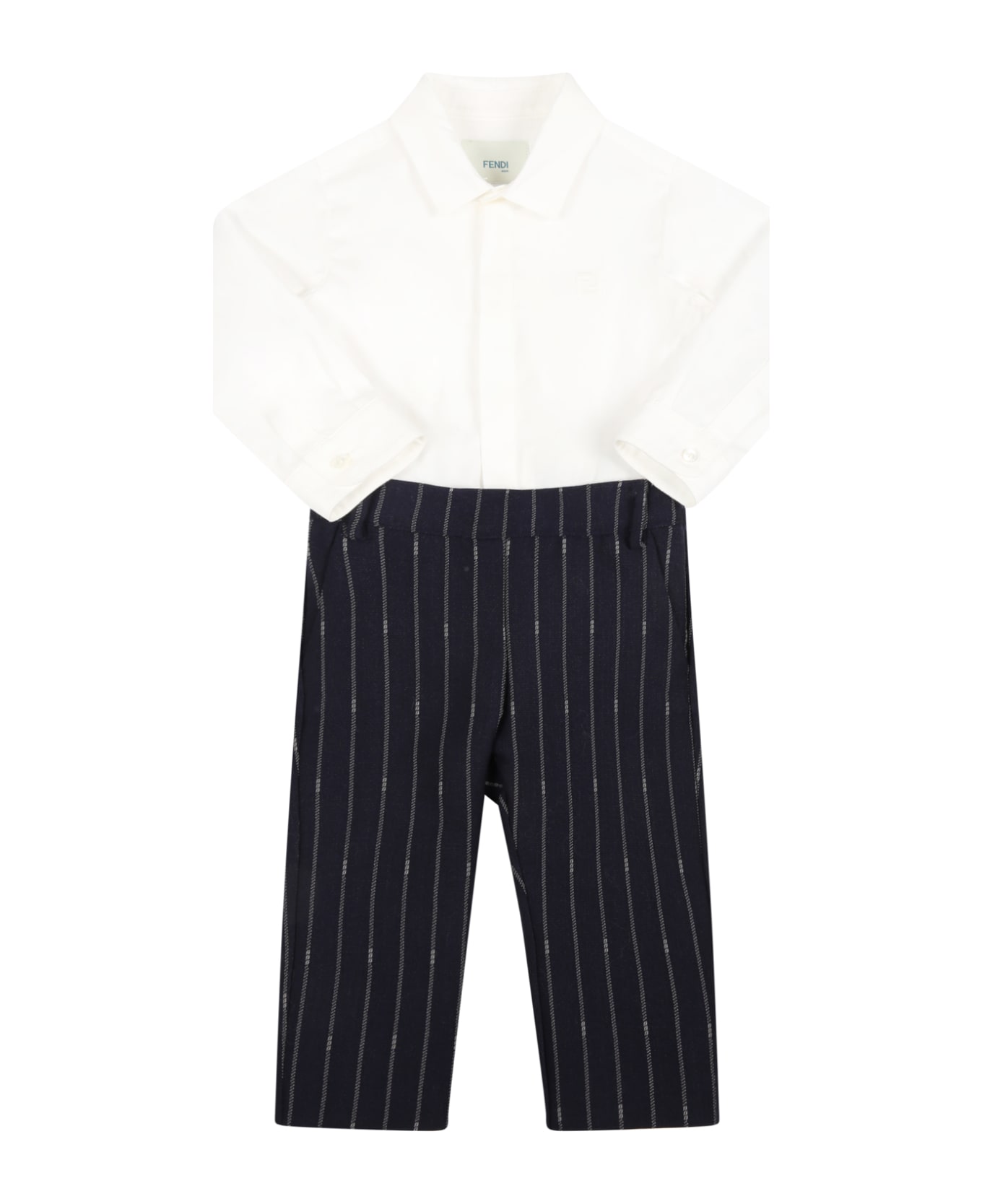 Fendi Multicolor Suit For Baby Boy With Iconic Ff - Multicolor ボディスーツ＆セットアップ