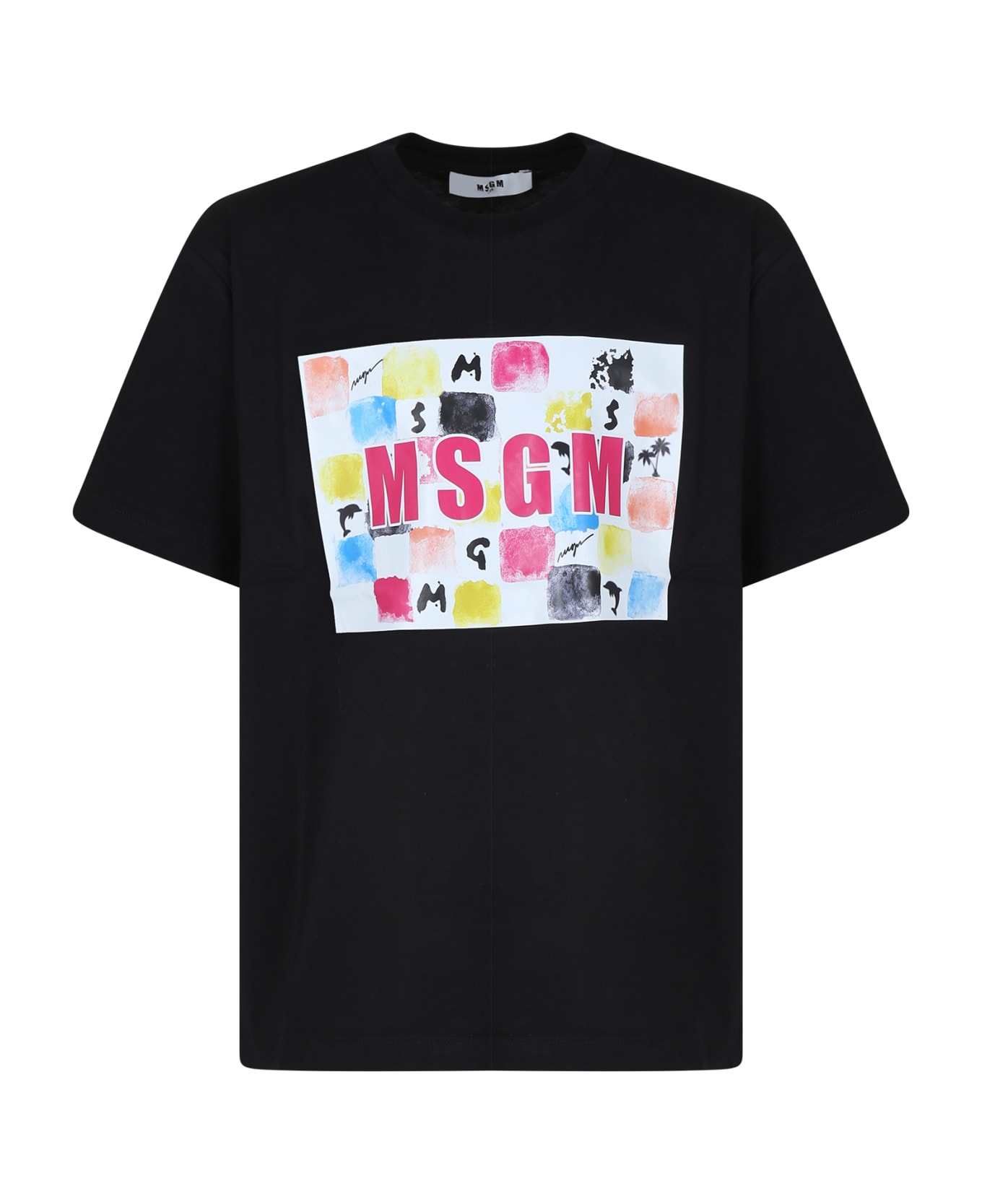 MSGM Black T-shirt For Girl With Logo And Graphic Print - Black Tシャツ＆ポロシャツ