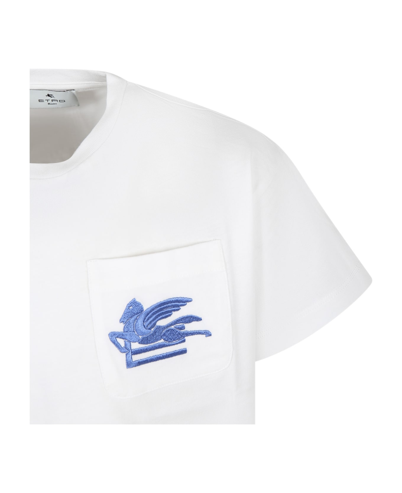 Etro White T-shirt For Kids With Iconic Pegasus - IVORY