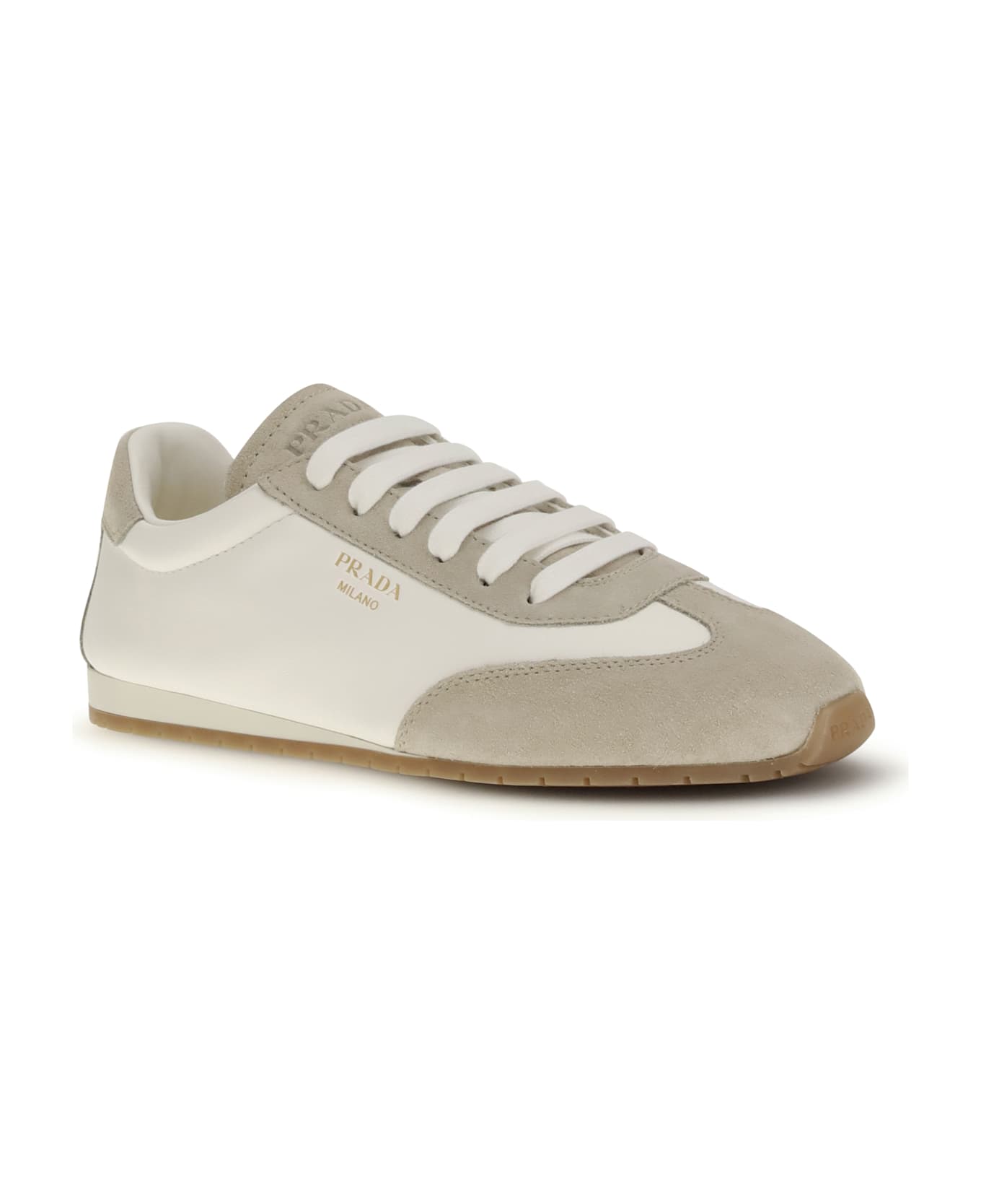 Prada Nappa Leather And Suede Sneakers