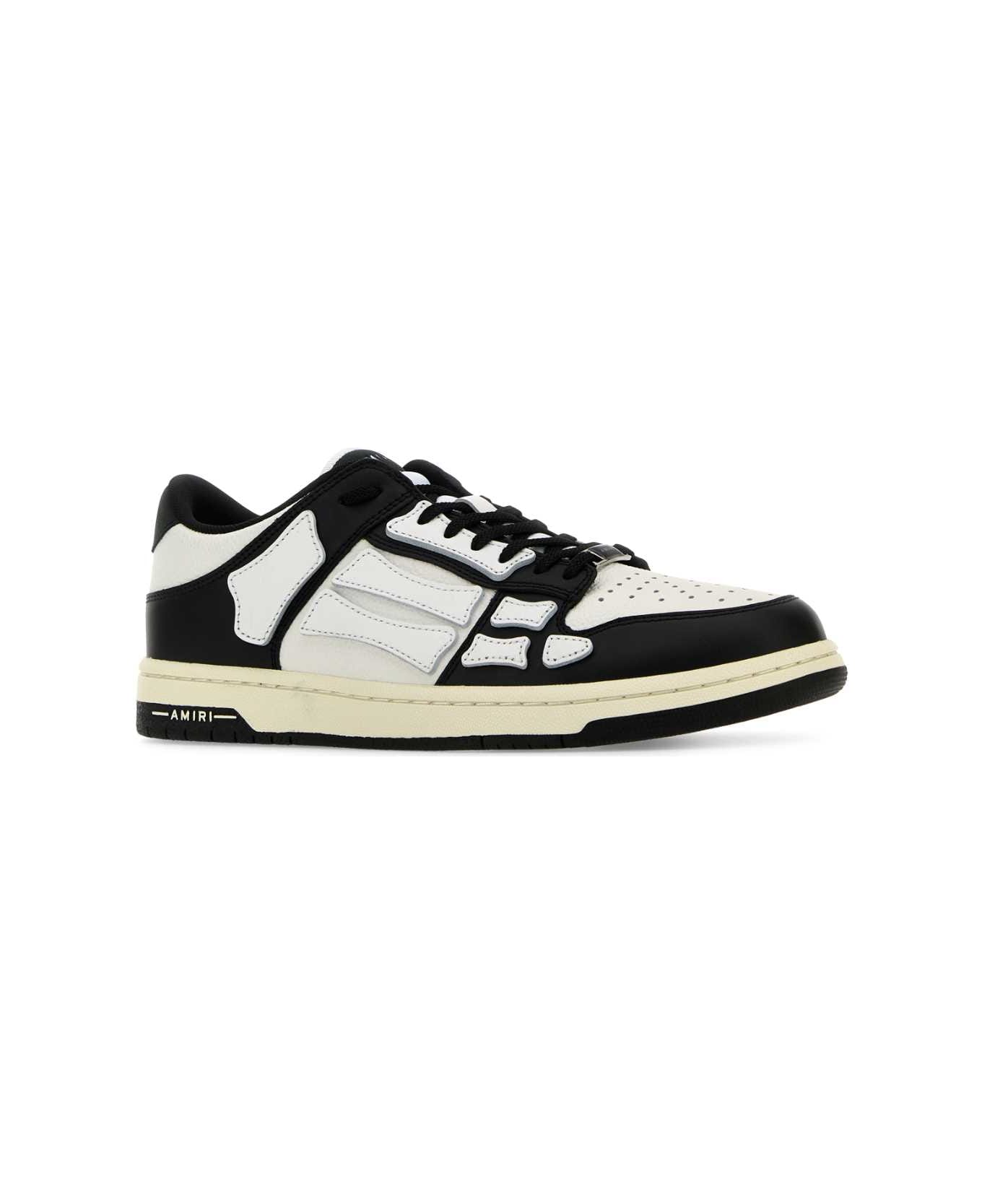 AMIRI Two-tone Leather Skel Sneakers - BLACKWHITE