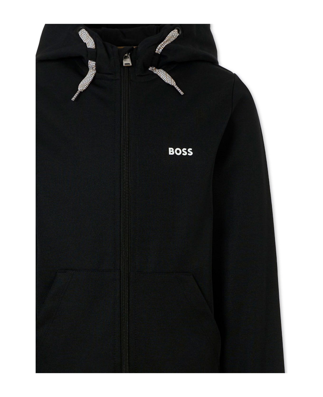 Hugo Boss Black Suit For Boy With White Logo - Black