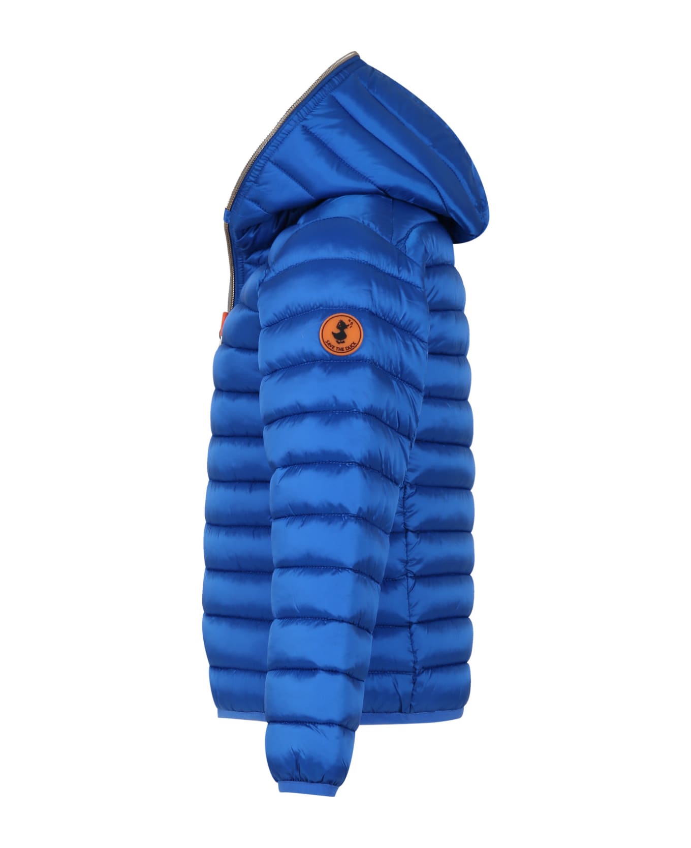 Save the Duck Blue Down Jacket Iris For Girl With Logo - Blue コート＆ジャケット