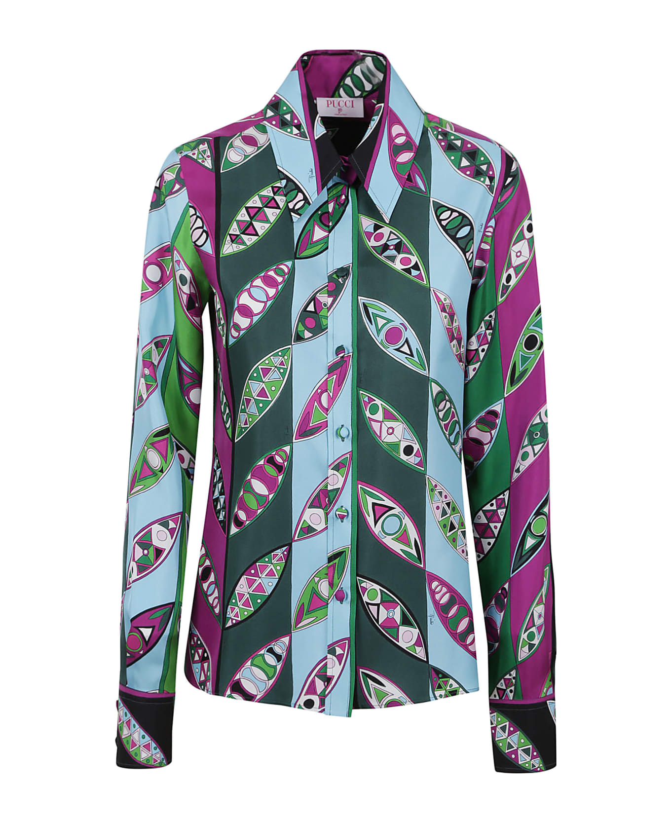 Pucci L.s. Shirt - Silk Twill - Fuxia Verde