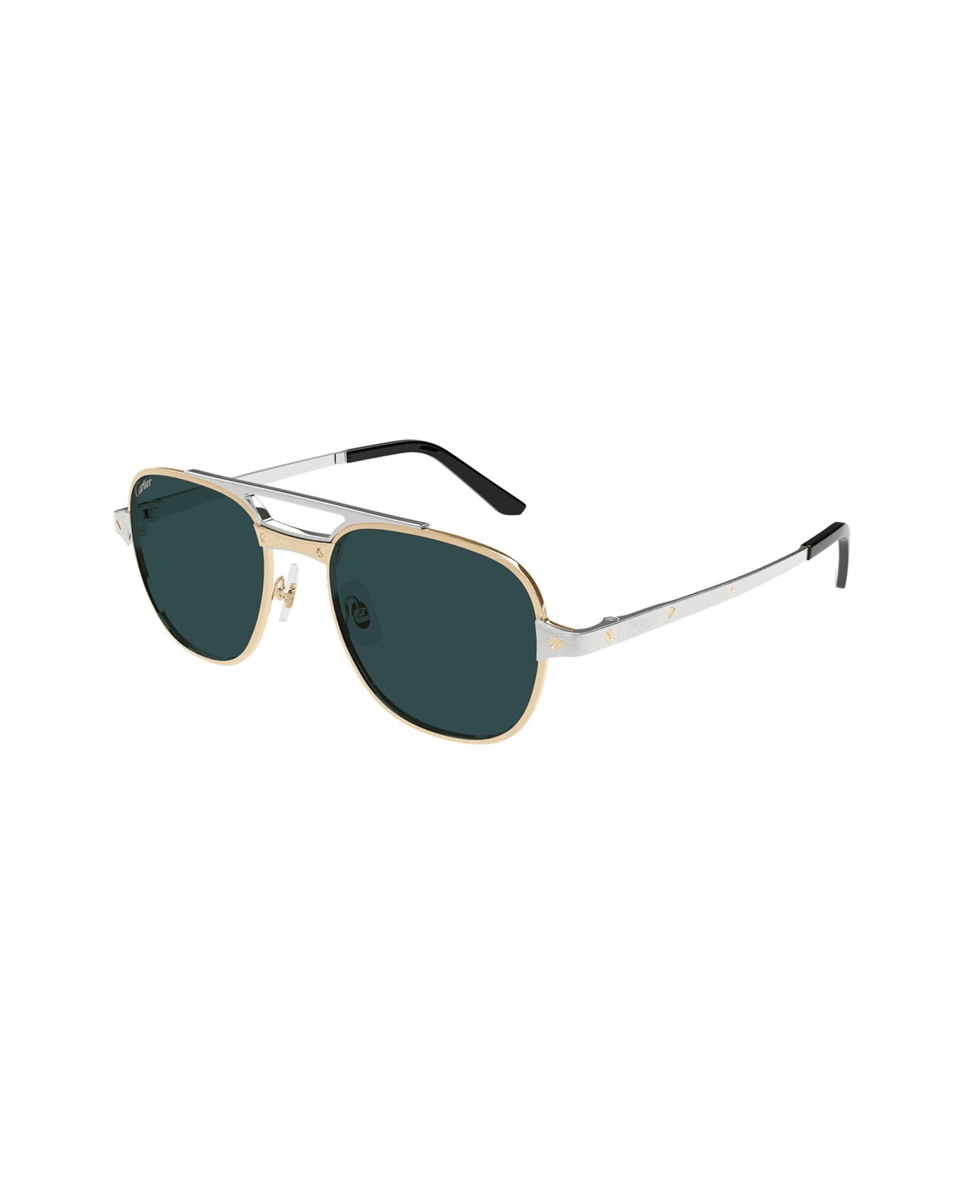 Cartier Eyewear Cartier Ct0477s Santos De Cartier 003 Gold Silver Green Glasses - Oro