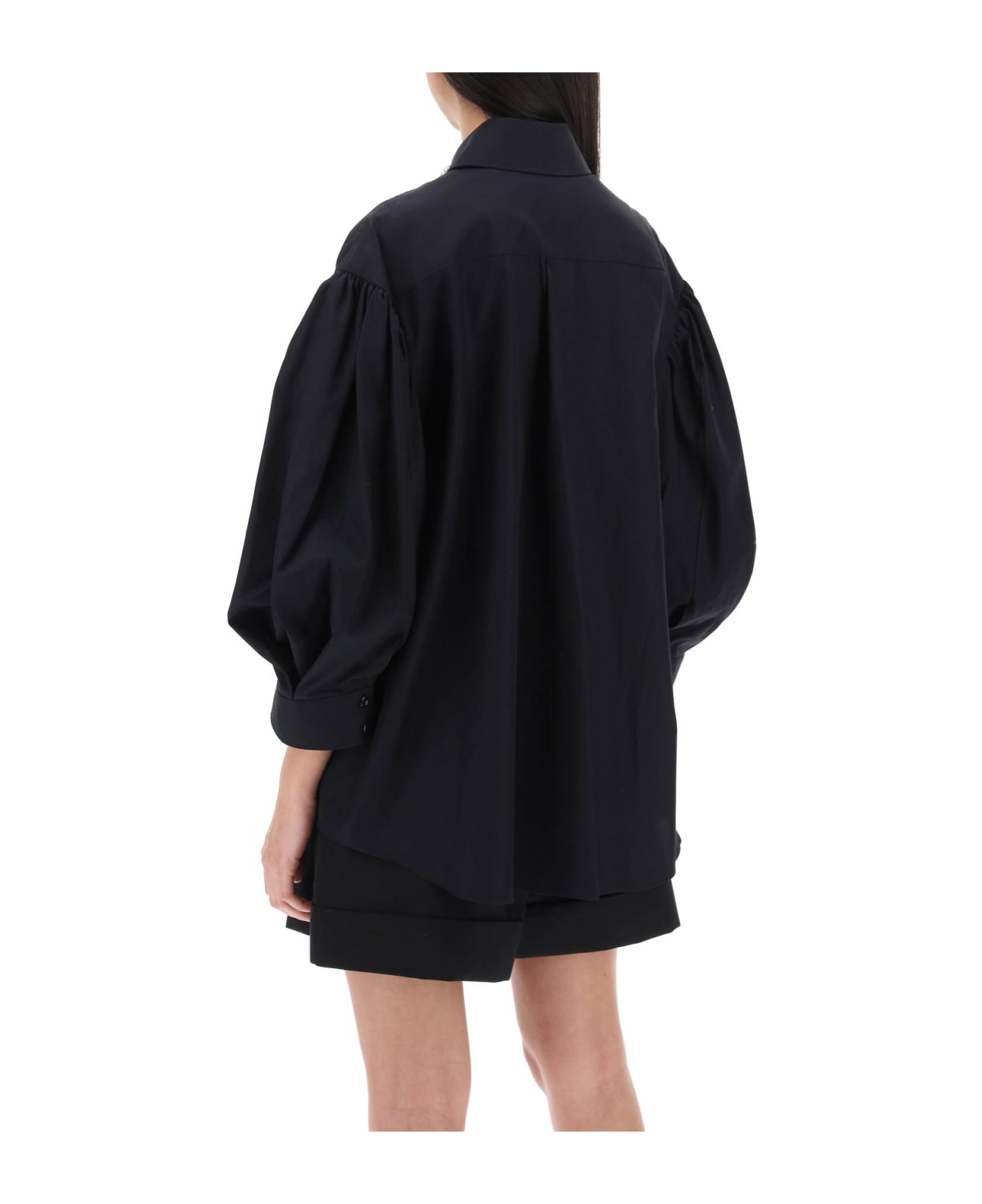 Simone Rocha Puff Sleeve Shirt With Embellishment - BLACK PEARL (Black)