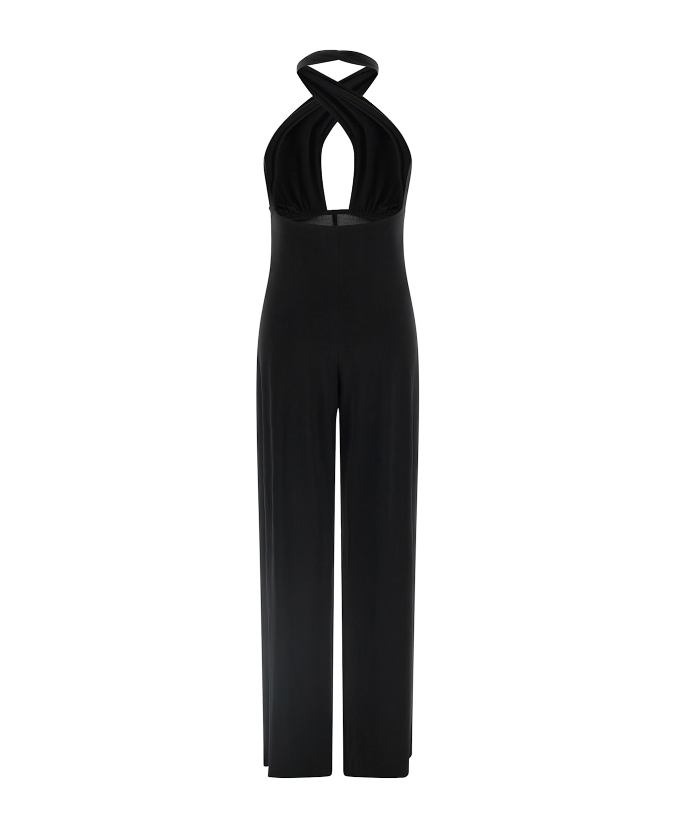 Norma Kamali 
cross Halter Straight Leg
 Jumpsuit - Black  