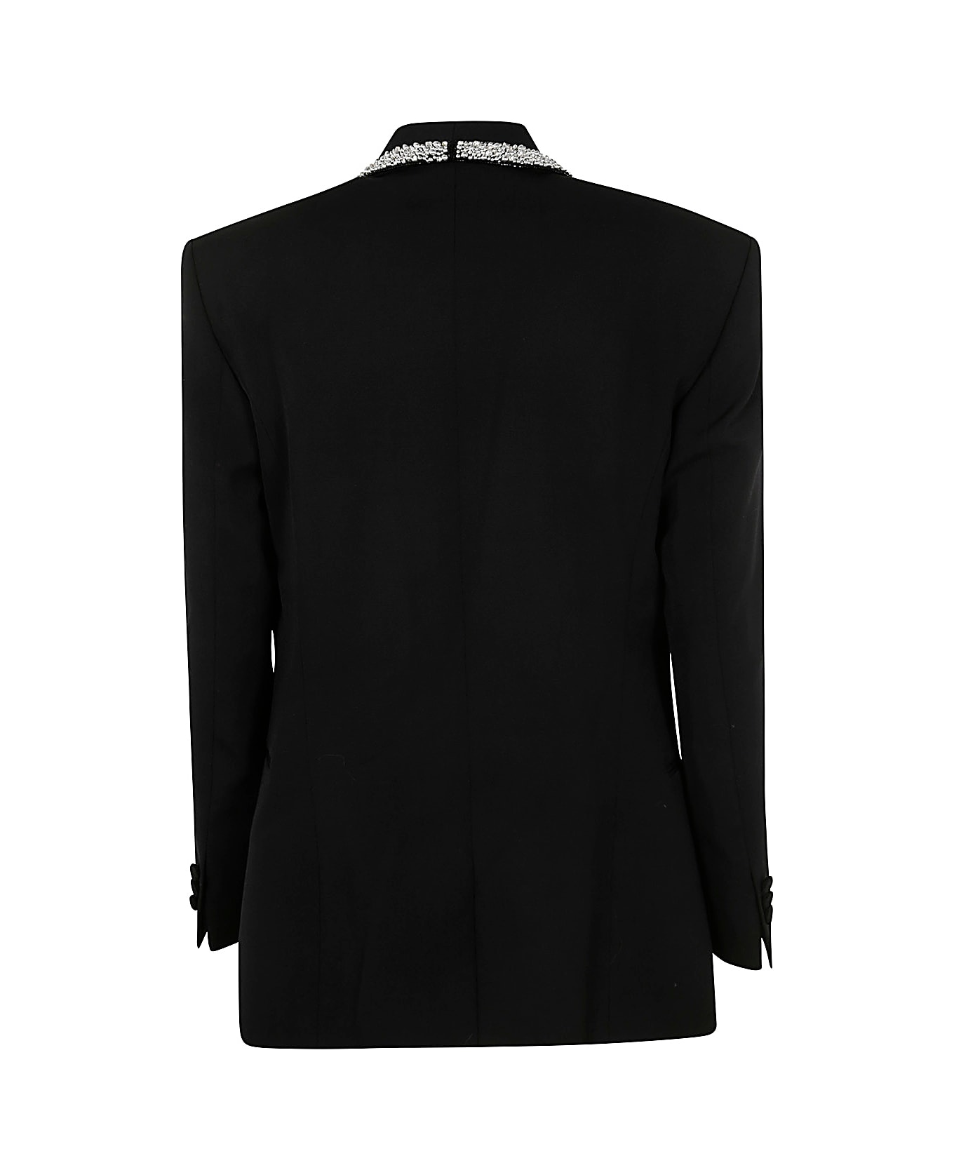 Balmain Strass Piping Gdp Shawl Collar Jacket - Ehv Black Kristal