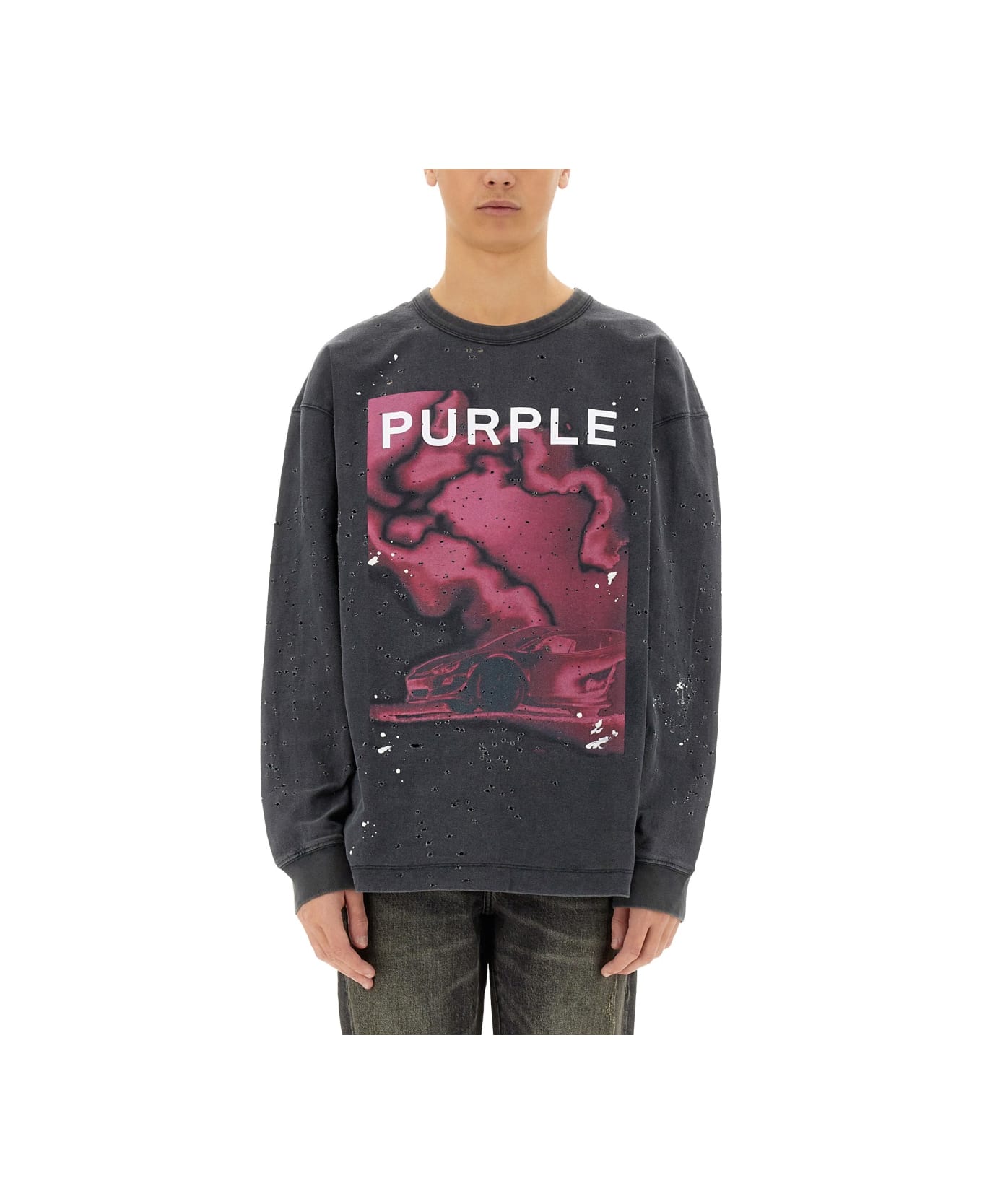 Purple Brand Jersey Sweatshirt - BLACK