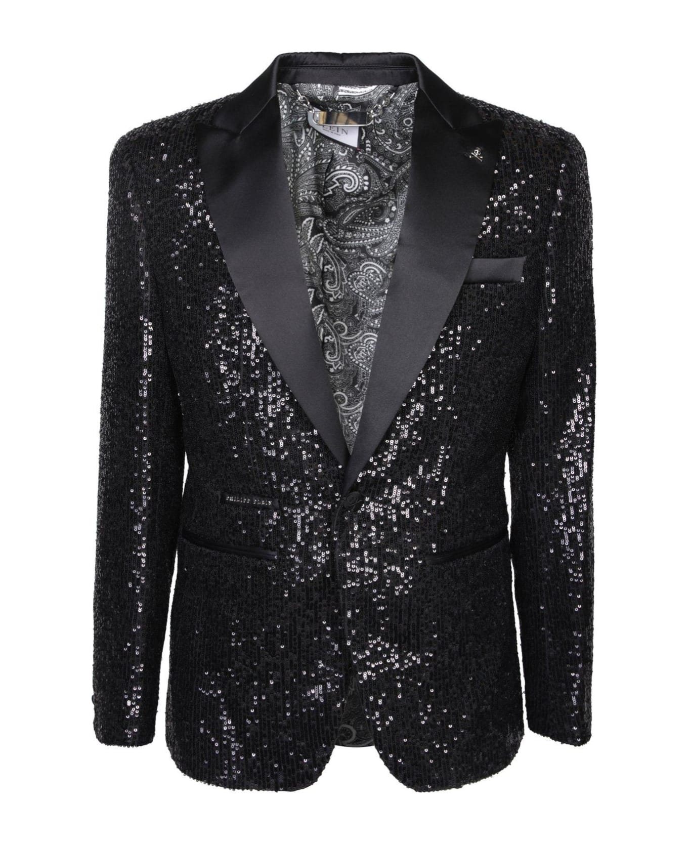 Philipp Plein Sequinned Single-breasted Blazer - Black ブレザー