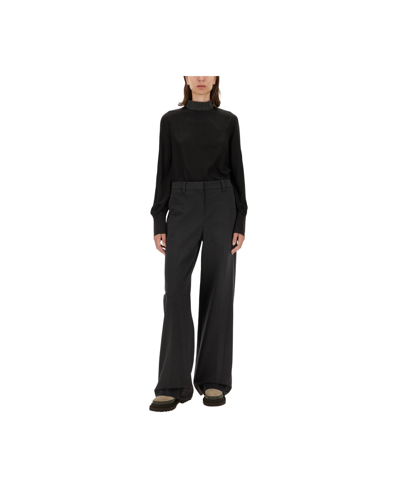 Brunello Cucinelli Wide Leg Pants - GREY