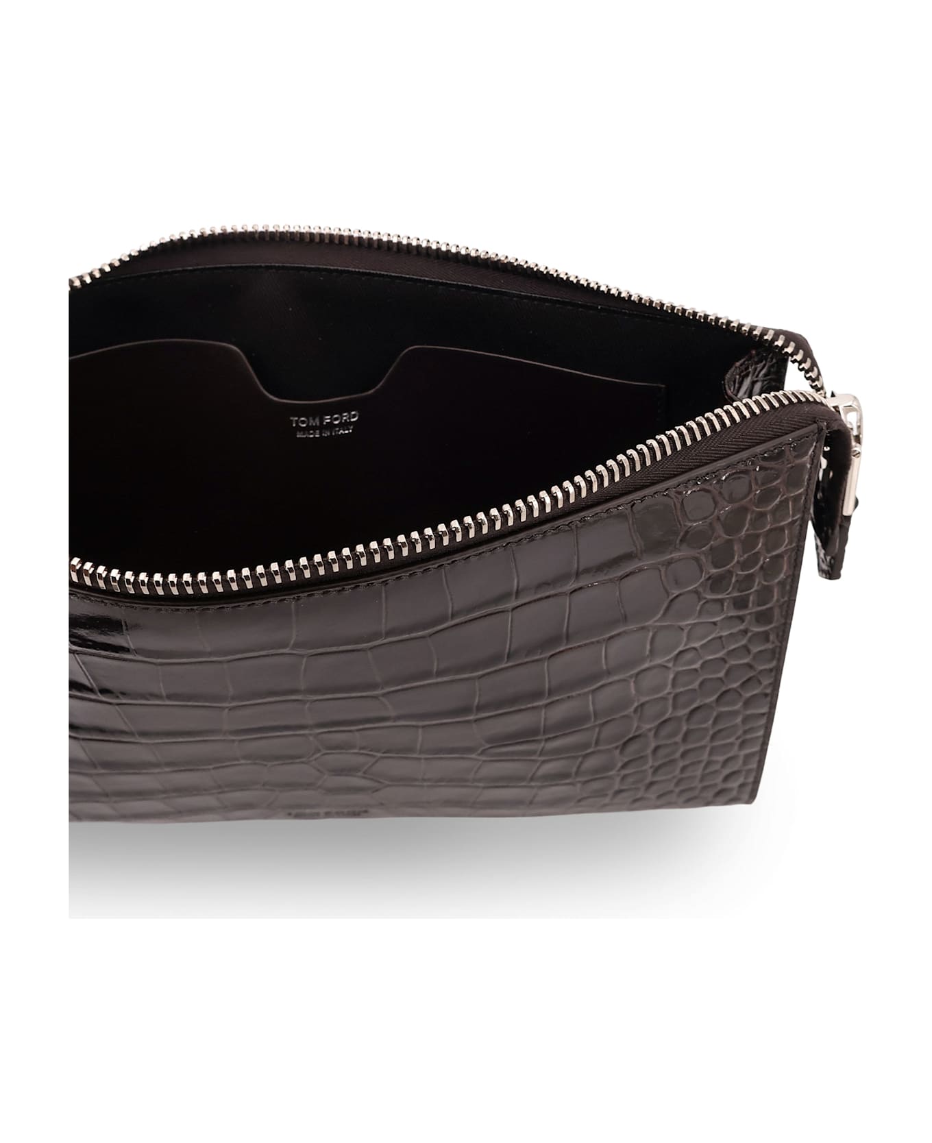 Tom Ford Crocodile-print Leather Clutch Bag - Brown