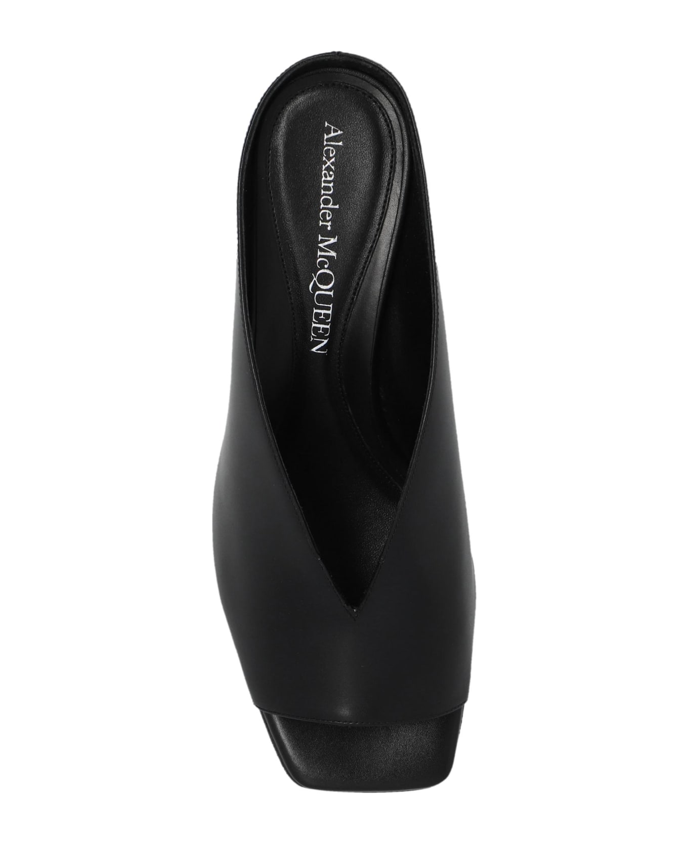 Alexander McQueen Leather Slides - Black/silver/gold