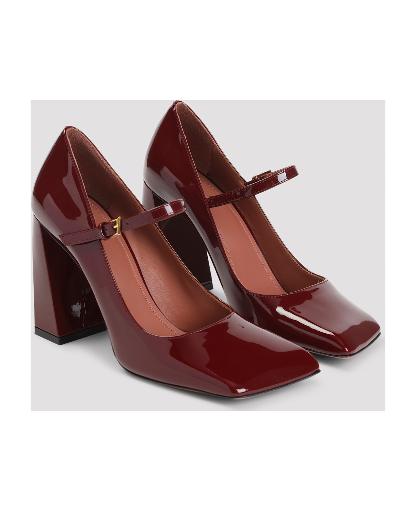 Amina Muaddi Charlotte Mary Jane 45 Pumps - Wine Gold