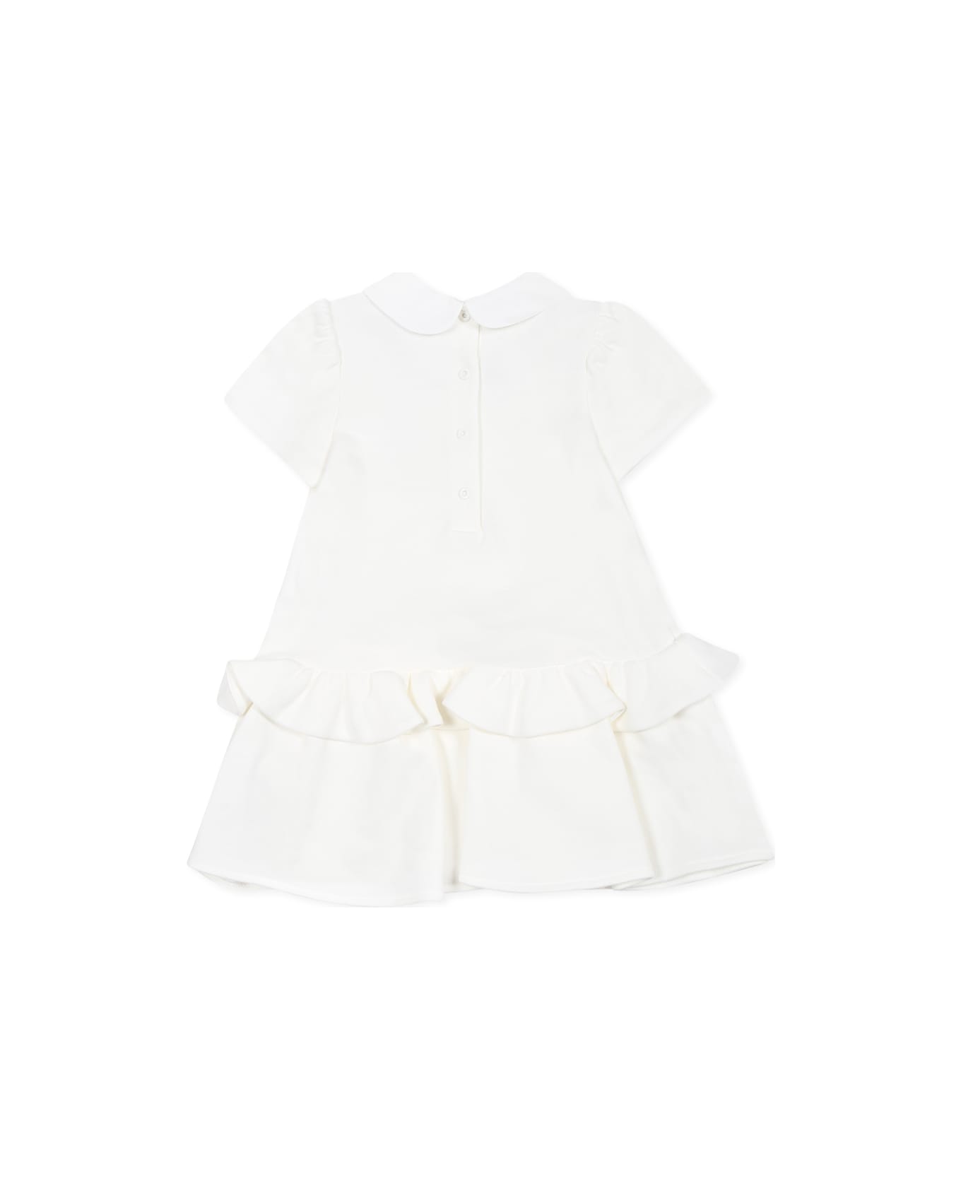 Fendi White Dress For Baby Girl With Ff - White