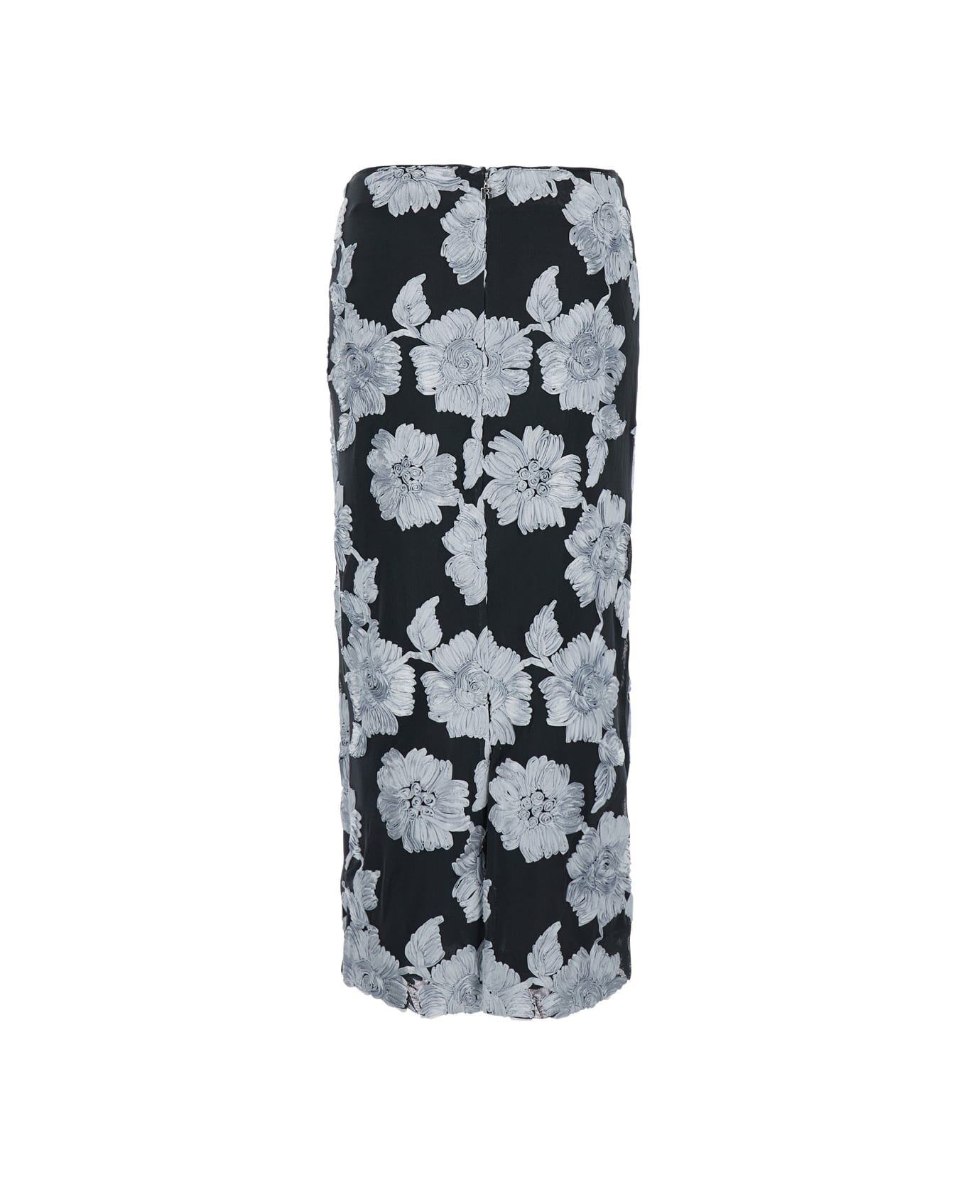 Rotate by Birger Christensen Flower Mesh Pencil Skirt - Grey