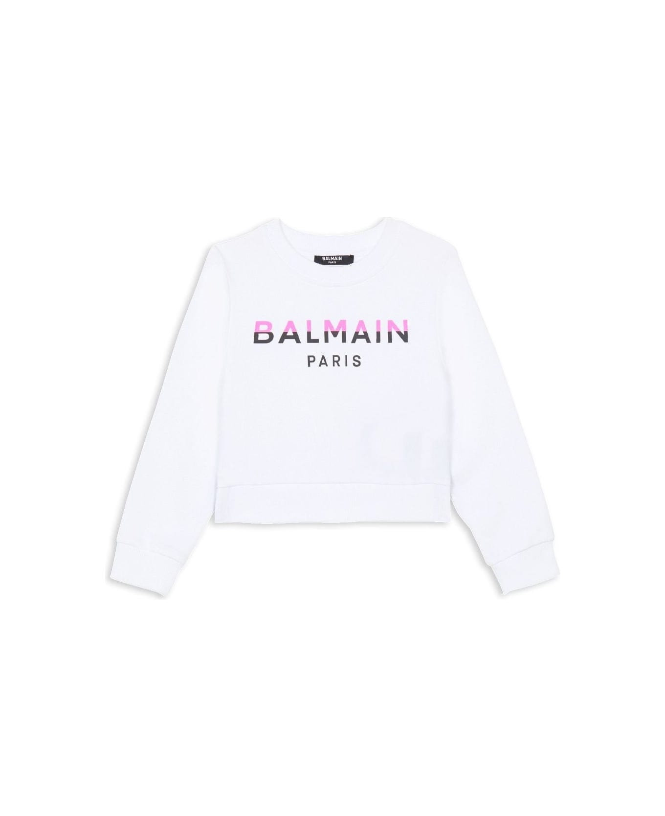 Balmain Sweatshirt With Print - White ニットウェア＆スウェットシャツ