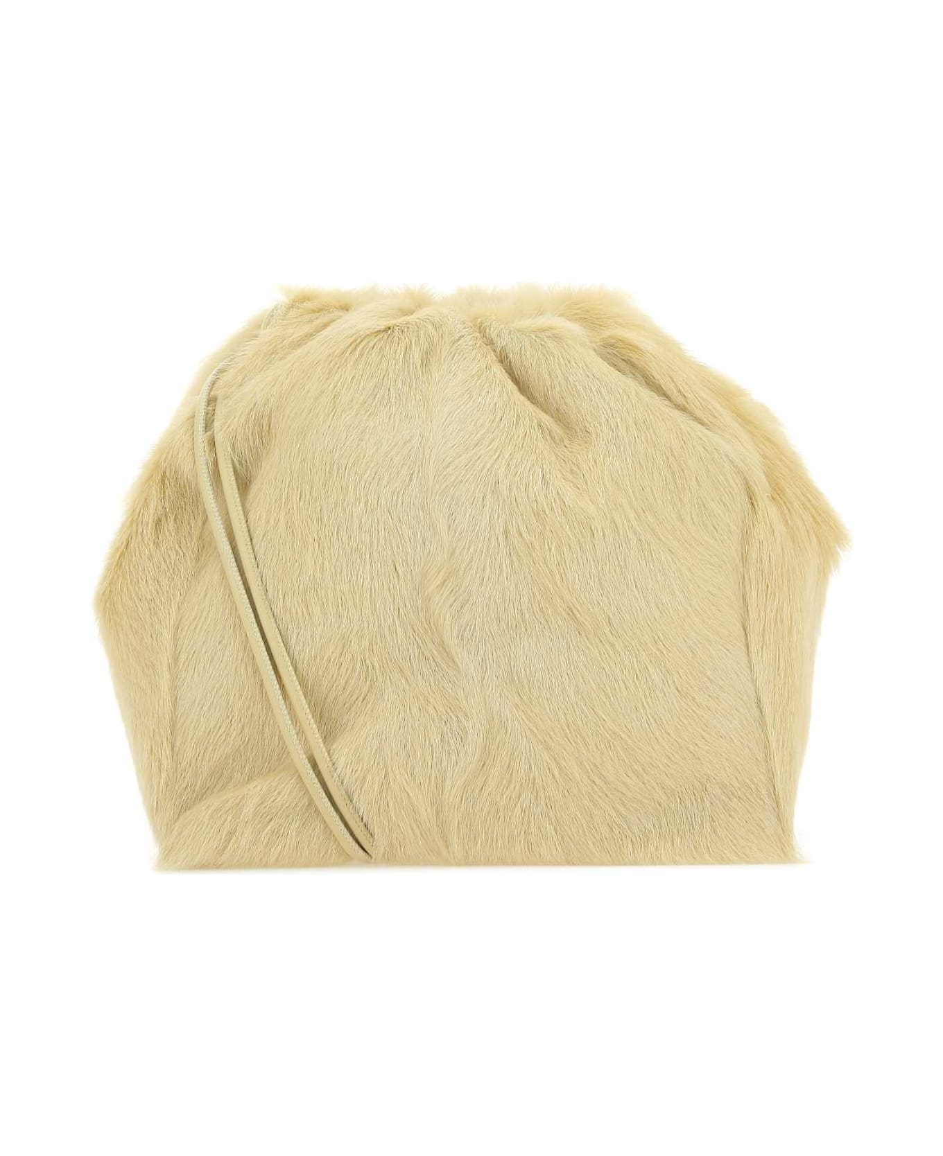 Jil Sander Cream Fur Dumpling Bucket Bag - 740