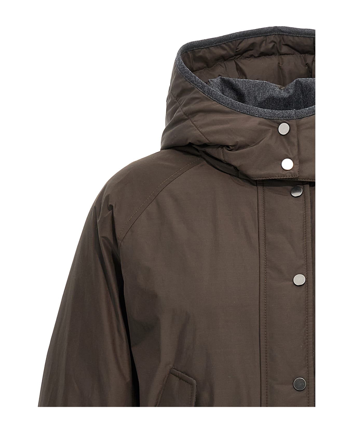 Brunello Cucinelli Cropped Down Jacket - Brown