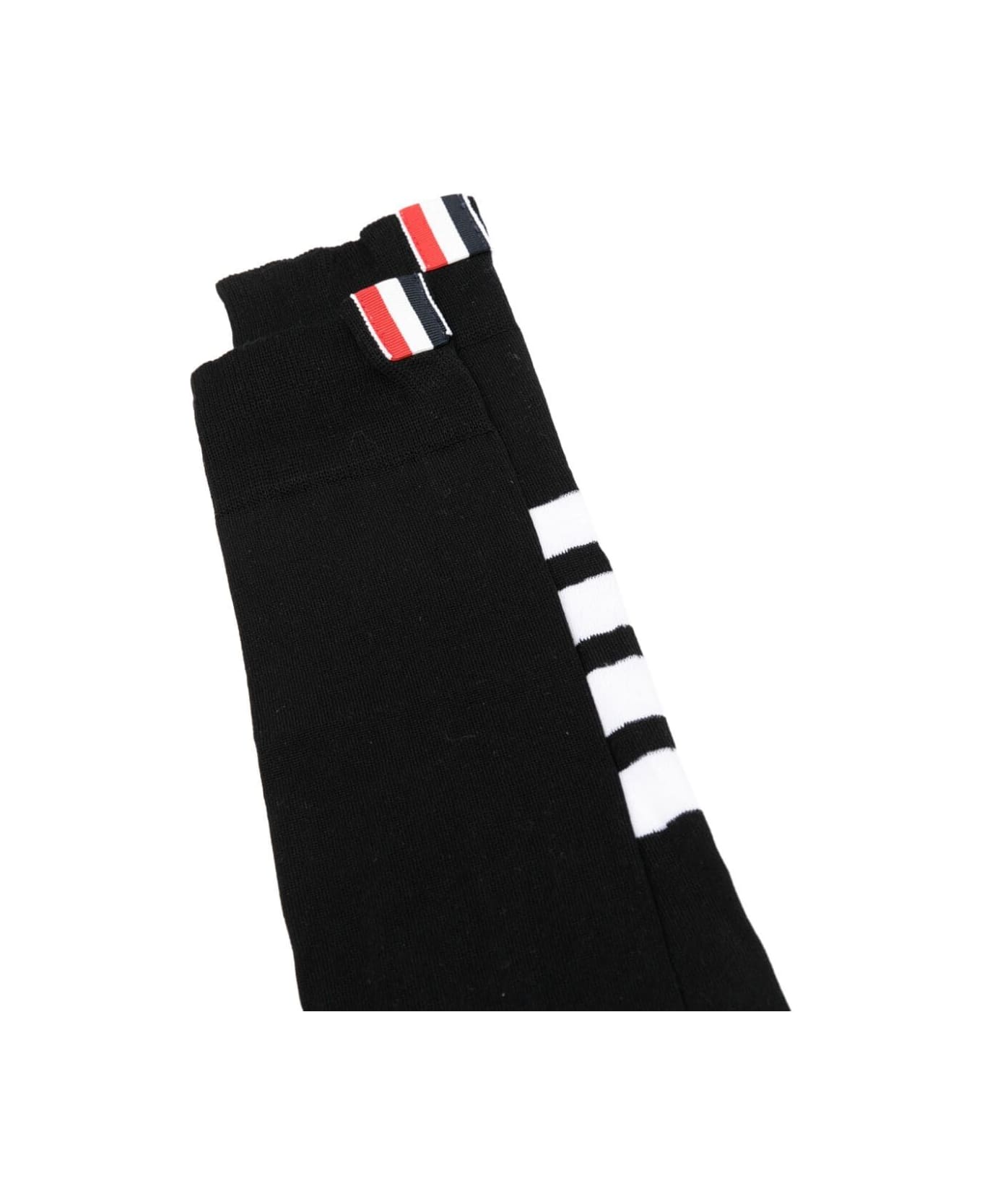 Thom Browne Over The Calf Socks W/ 4 Bar In Lightweight Cotton - Black