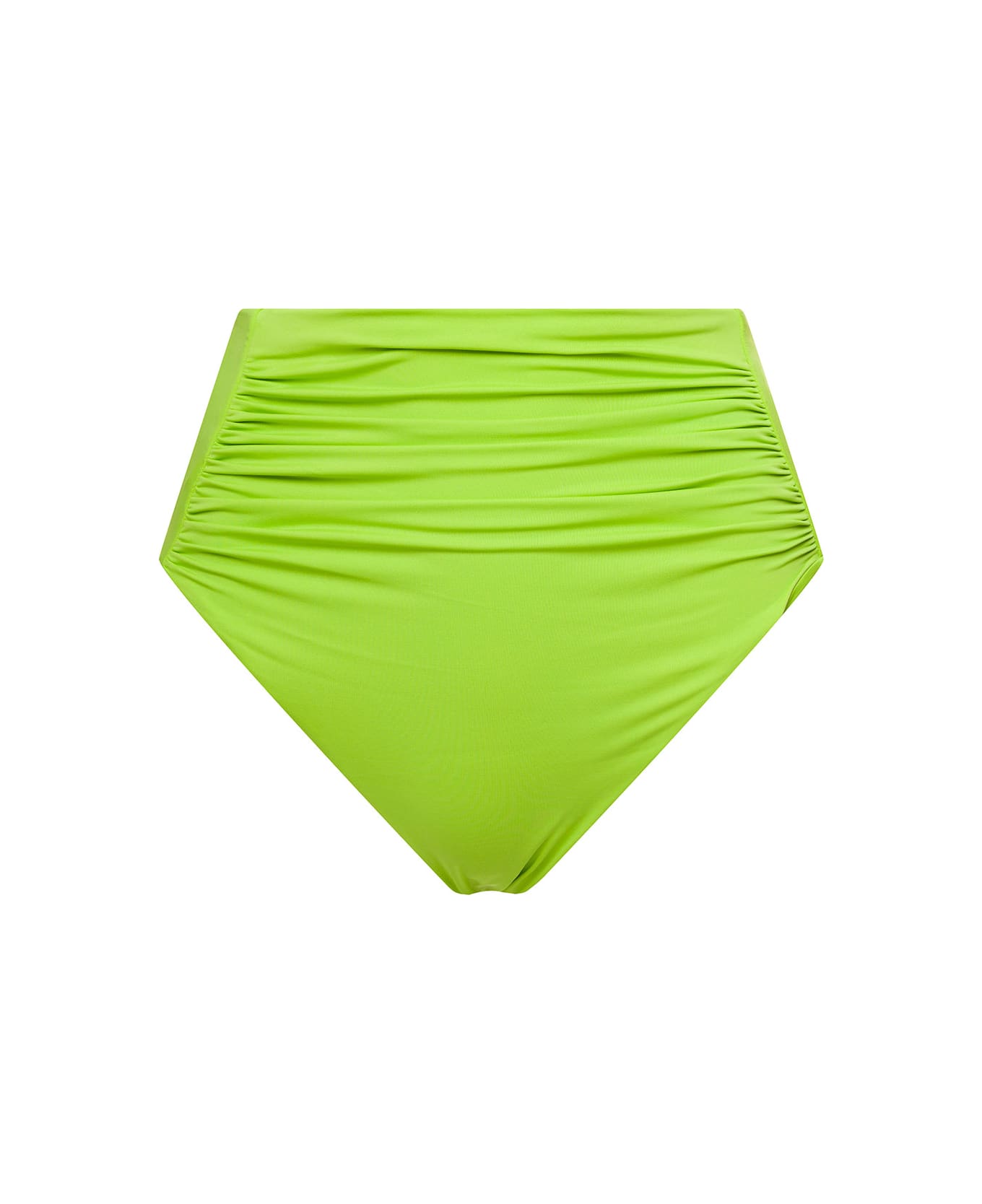 self-portrait High Waisted Bikini Bottom With Ruched Detailing In Green Polyamide Woman - Green