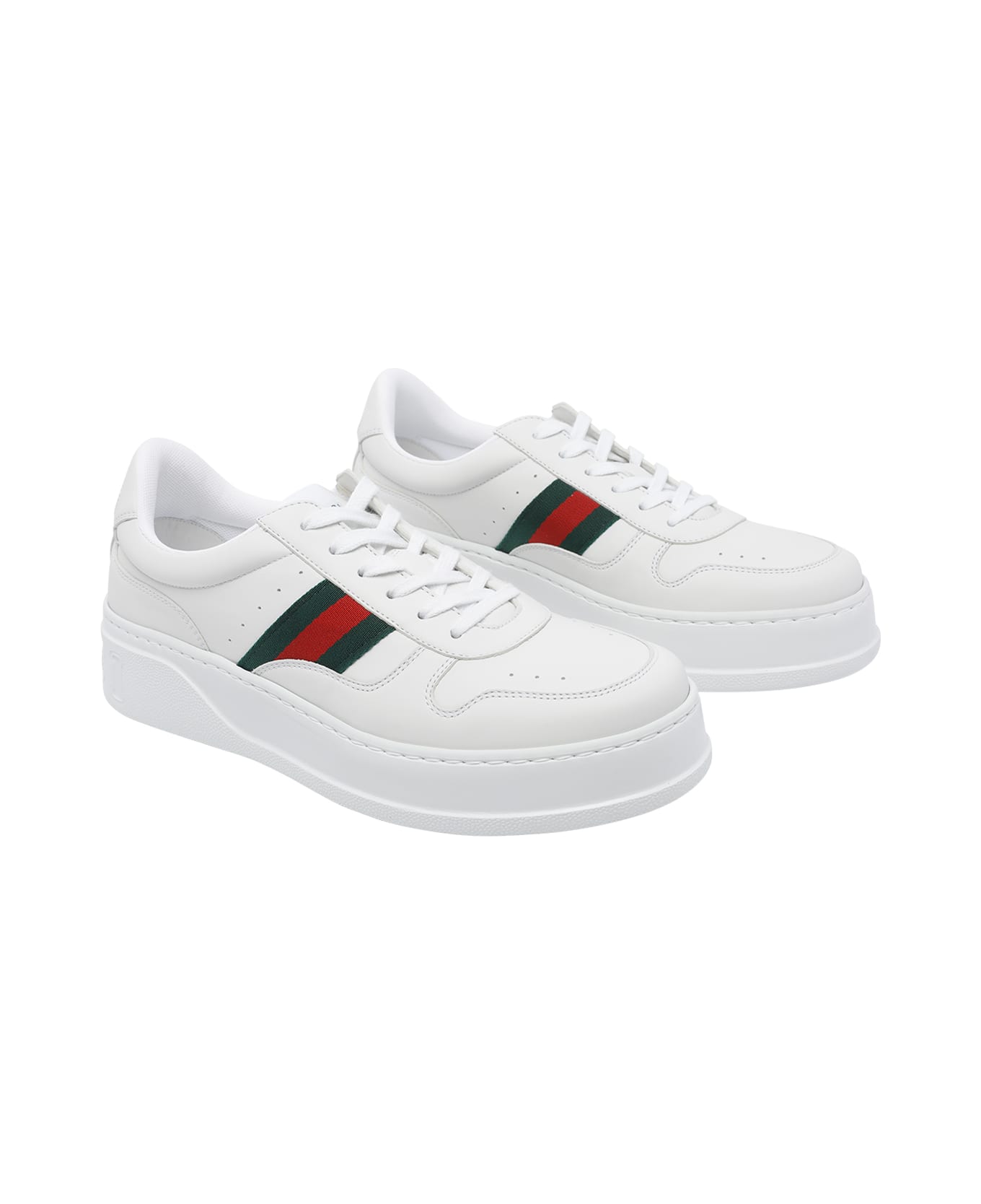 Gucci Web Detail Chuncky Sneakers - White