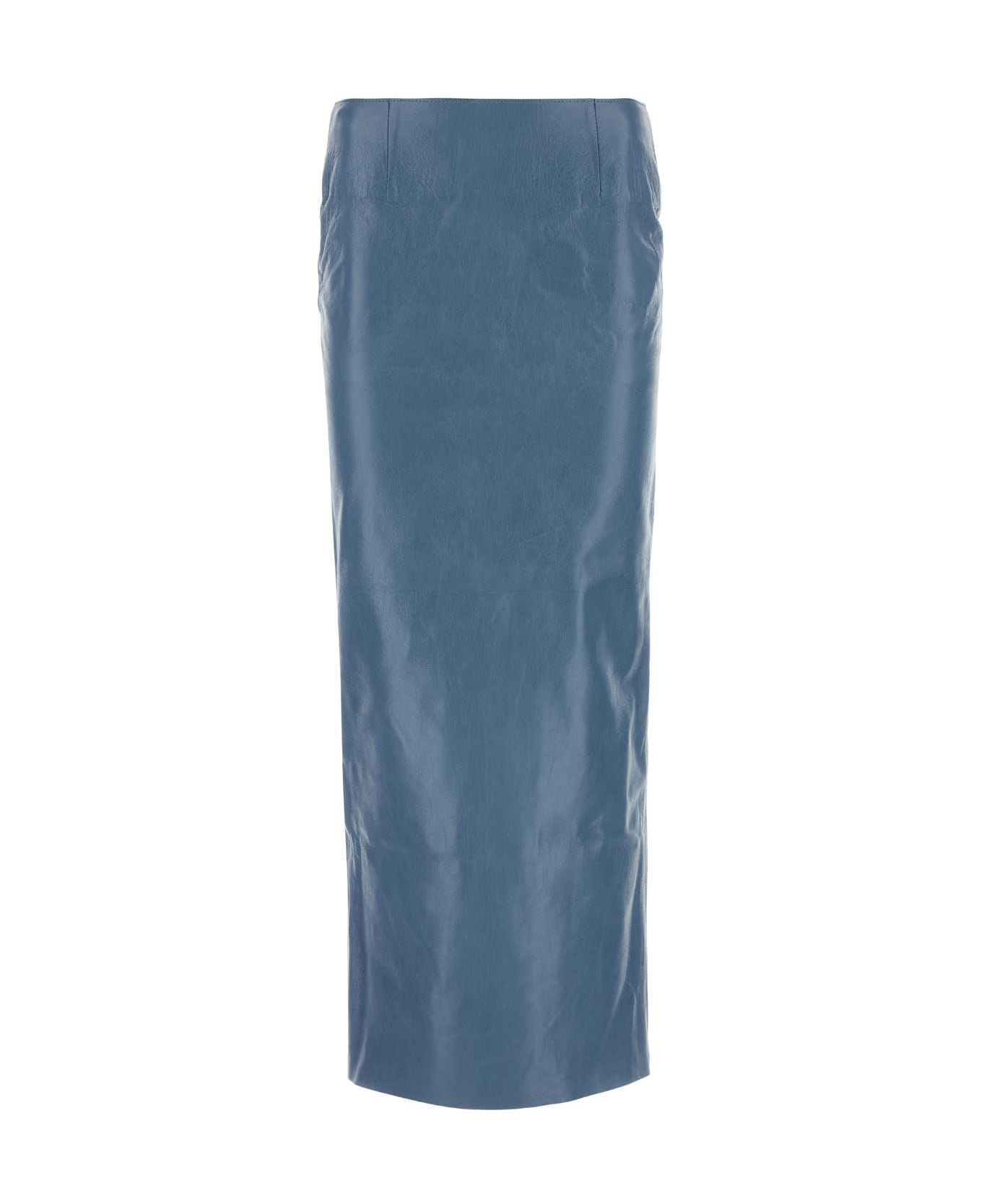 Marni Cerulean Blue Leather Skirt - 00B37