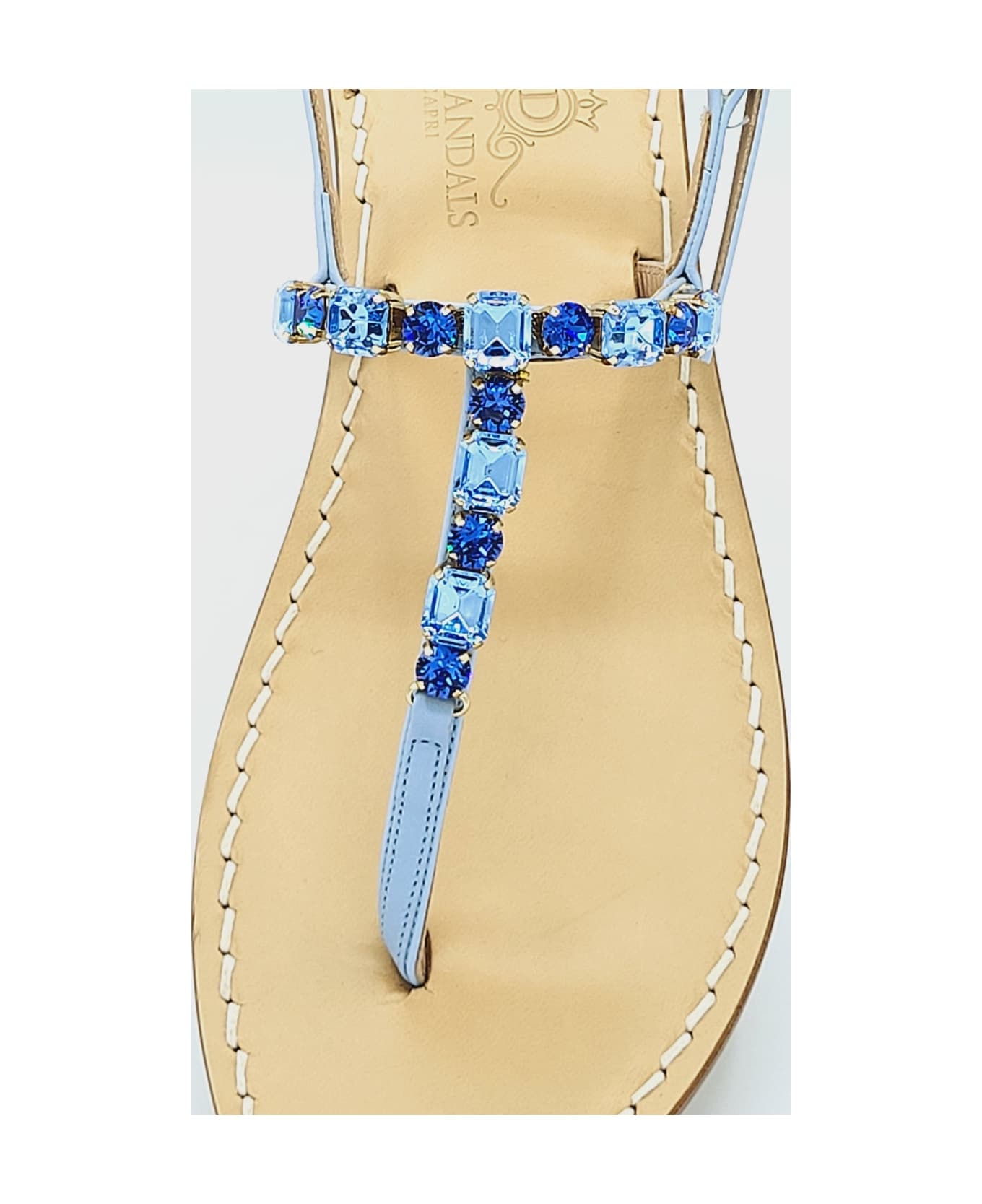 Dea Sandals Linear Light Blue Jewel Sandals - light blue, denim blue, sky blue, crystals