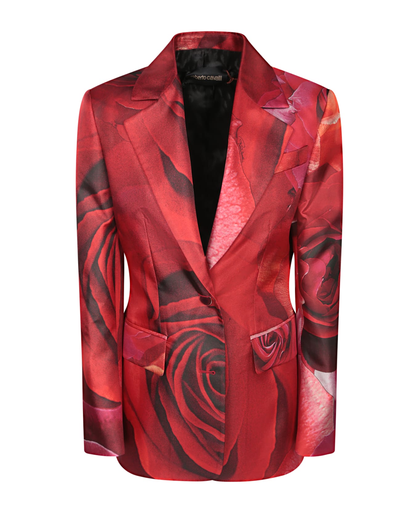 Roberto Cavalli Red Garden Rose Silk Jacket - Red