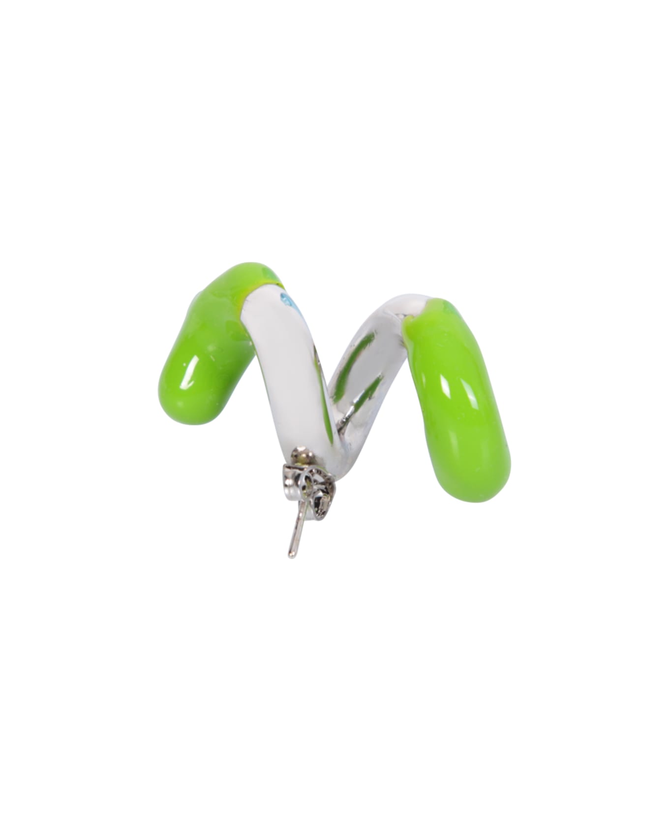 Sunnei Fusillo Rubberized Silver/ Green Earrings - Metallic