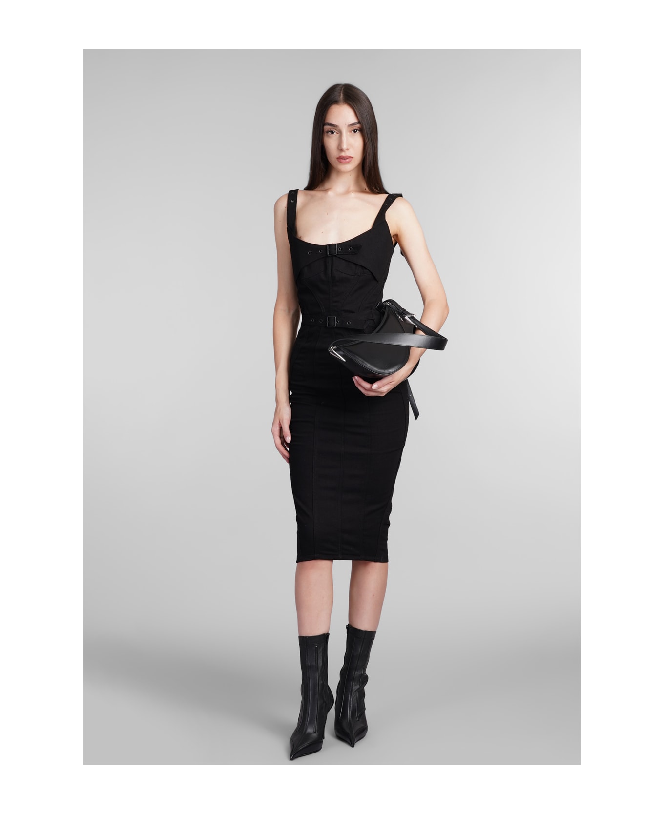 Mugler Dress In Black Cotton - black