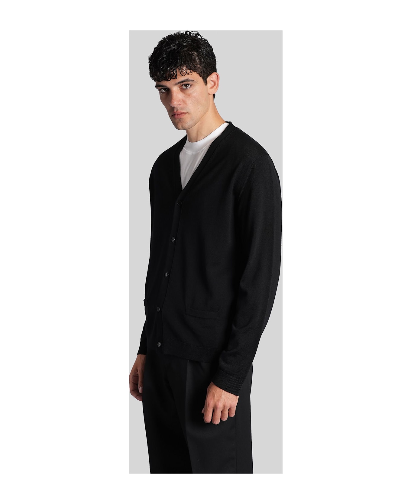Roberto Collina Cardigan In Black Wool - black