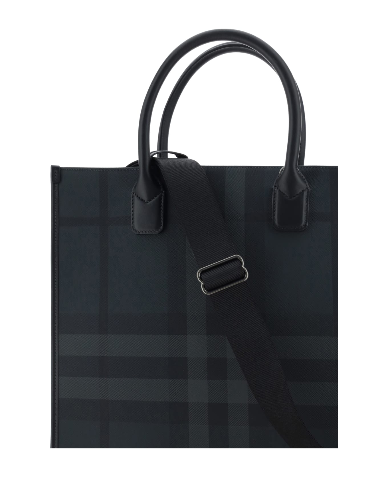 Burberry Round Top Handle Checked Tote - Grey