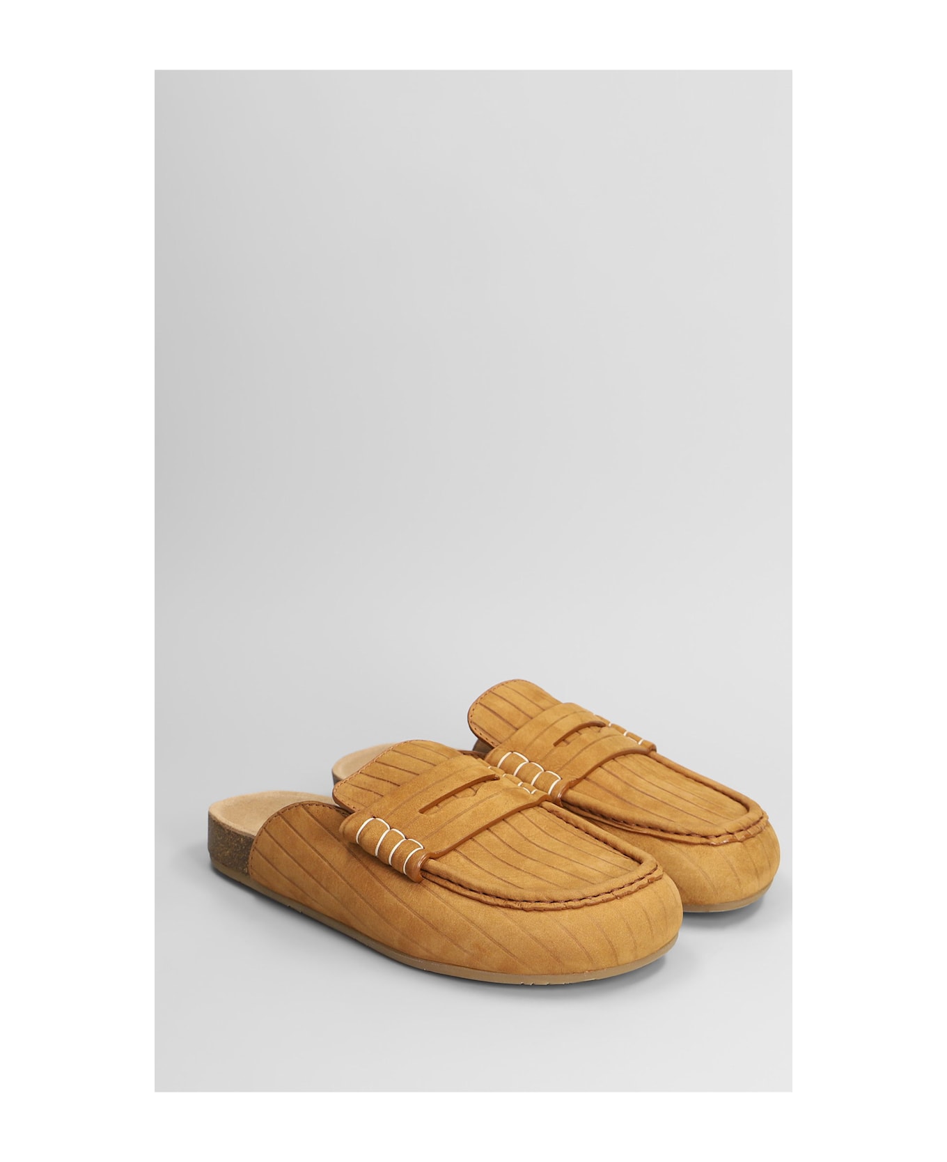 J.W. Anderson Stitch Loafer W Slipper-mule In Brown Suede - brown